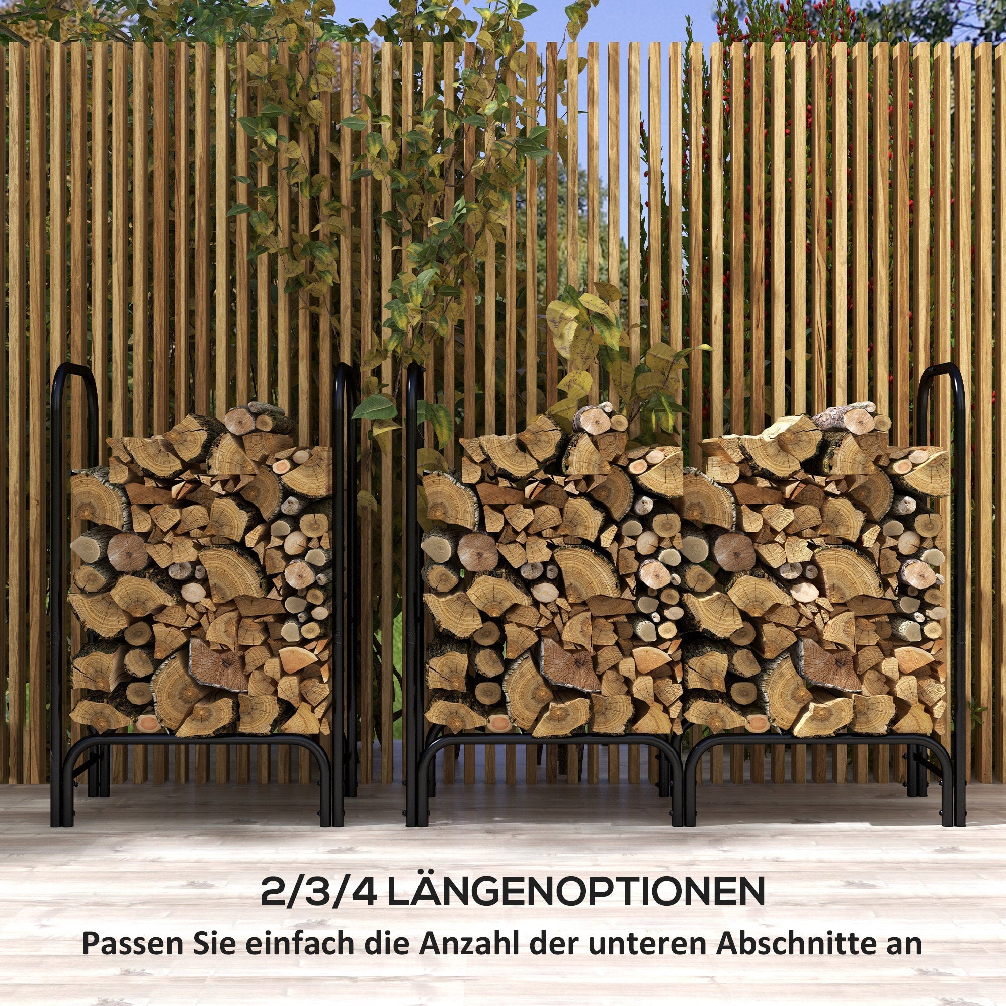 Firewood Rack 120x36x99 cm with Carrying Bag & Water-Repellent Cover, Metal Black
