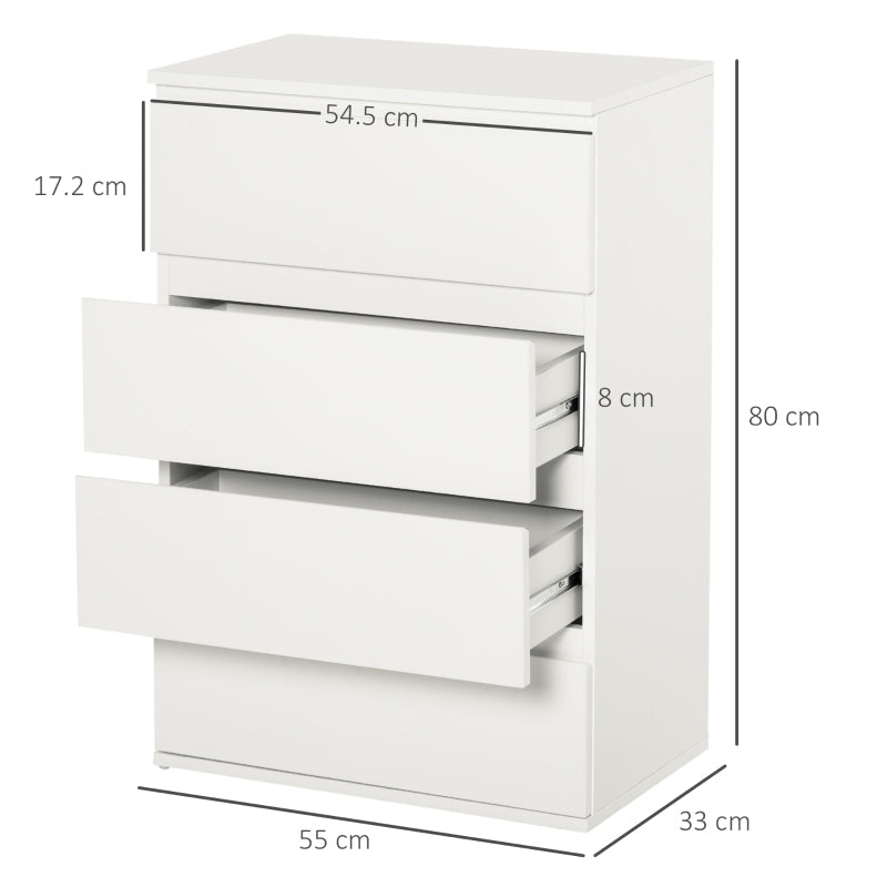 Chest of Drawers, 4-Drawer Storage Cabinets Modern Dresser, Particle Board