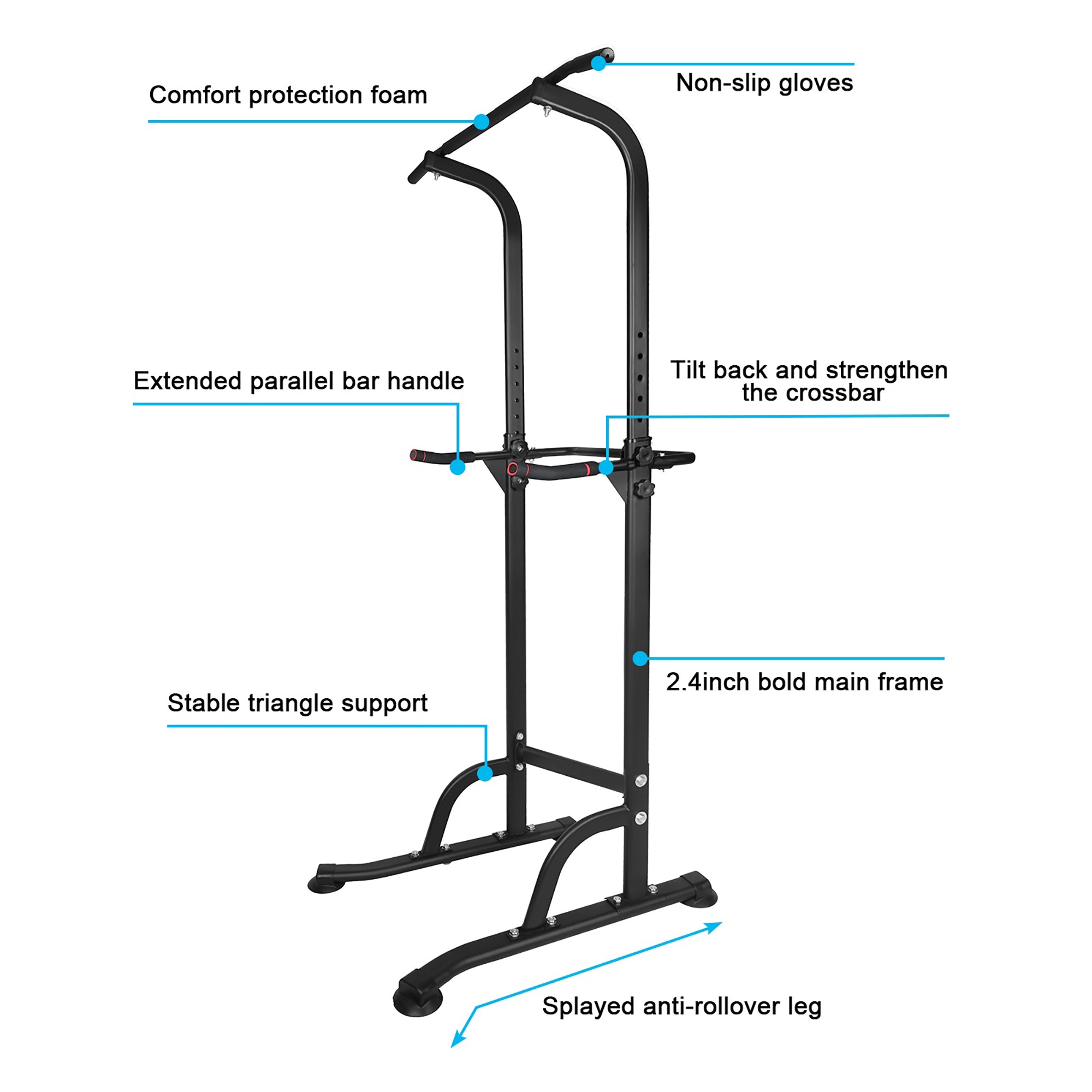 Sport Power Tower, Adjustable Dip Station & Pull Up Bar, 330lbs Capacity, Space-Saving Home