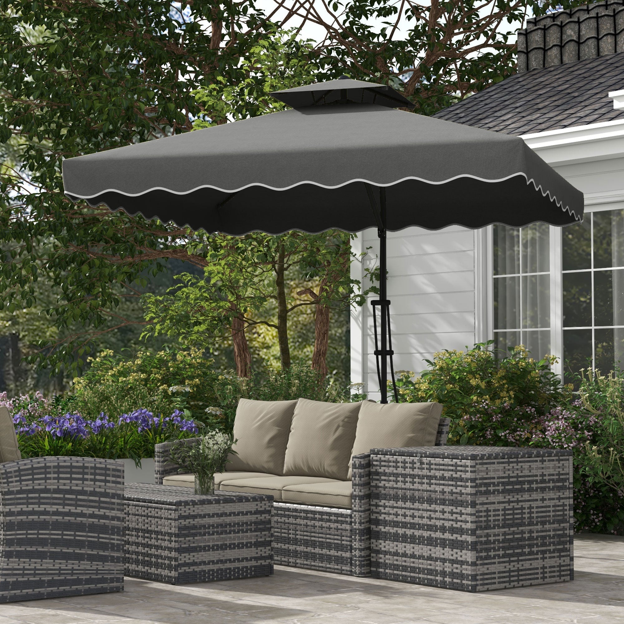 Parasol 243x243cm Balcony Cantilever UV Protection Dark Grey