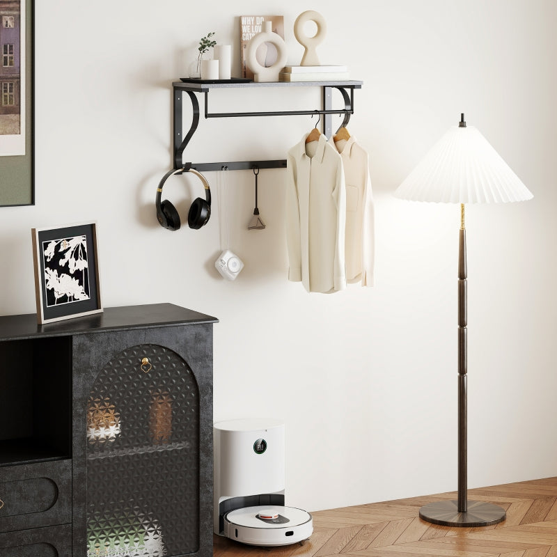 Wandgarderobe, 5 Haken mit Ablagefach, Grau