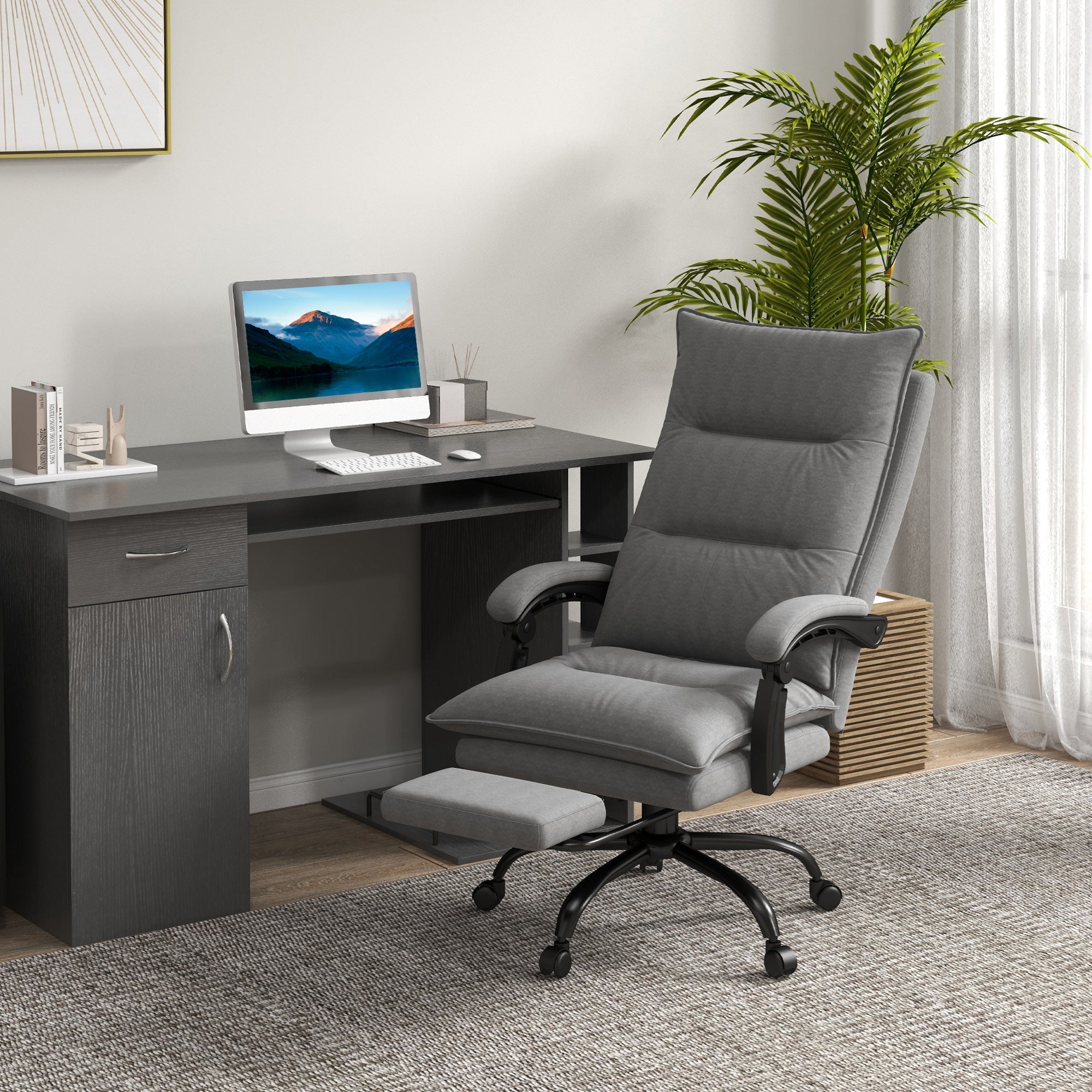 Vinsetto Office Chair, Massage Function, Height-Adjustable, Dark Grey