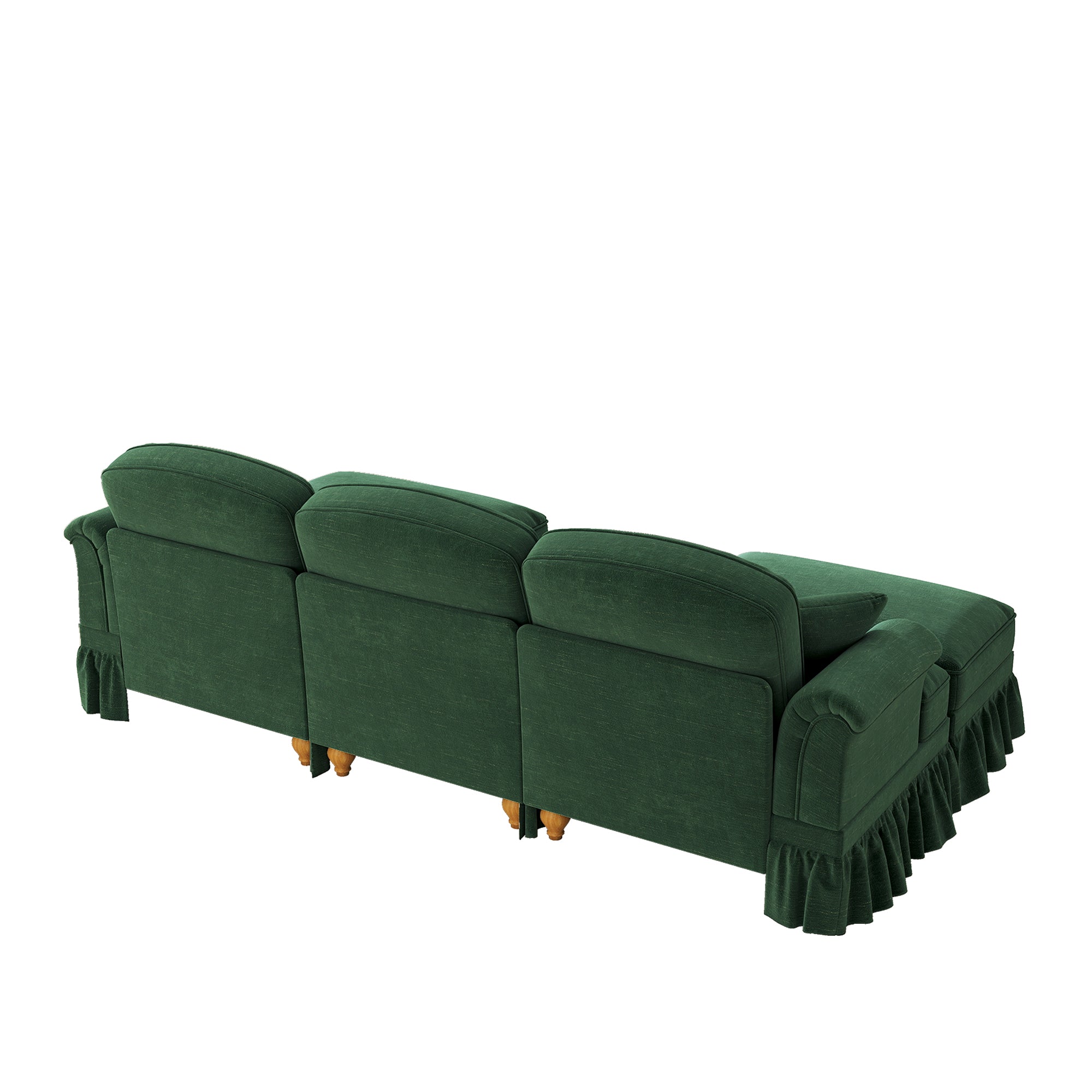 Classic U-Shaped Modular Sofa with Ottoman, Chenille - Green