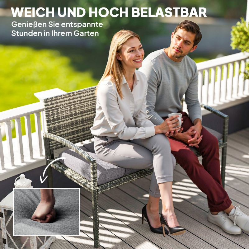 Bench Cushion with Ties Outdoor Water-Repellent UPF50+ 105 x 46 x 12.5 cm Grey