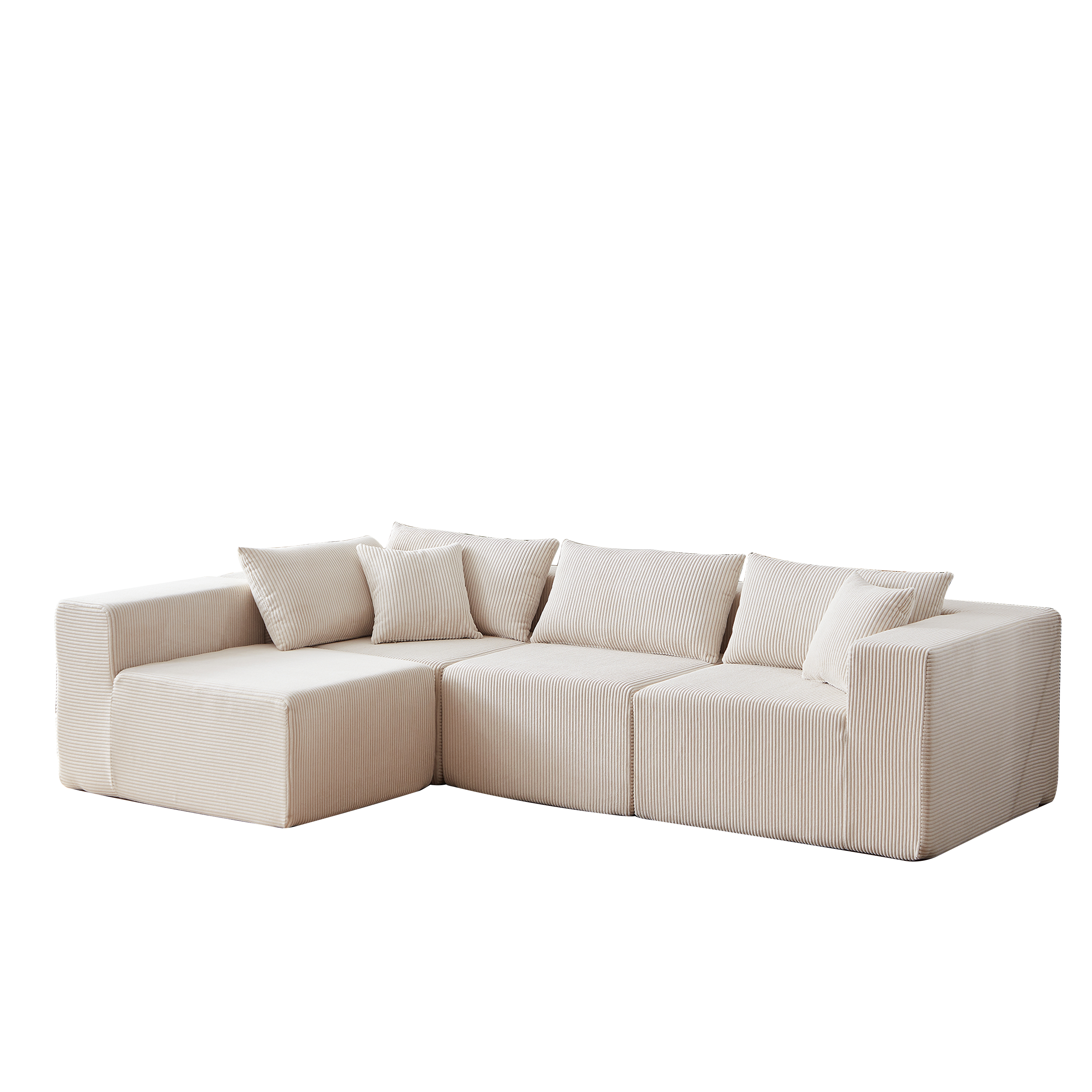Modular L-Shaped Sectional Sofa 104-Inch 4-Piece - Corduroy