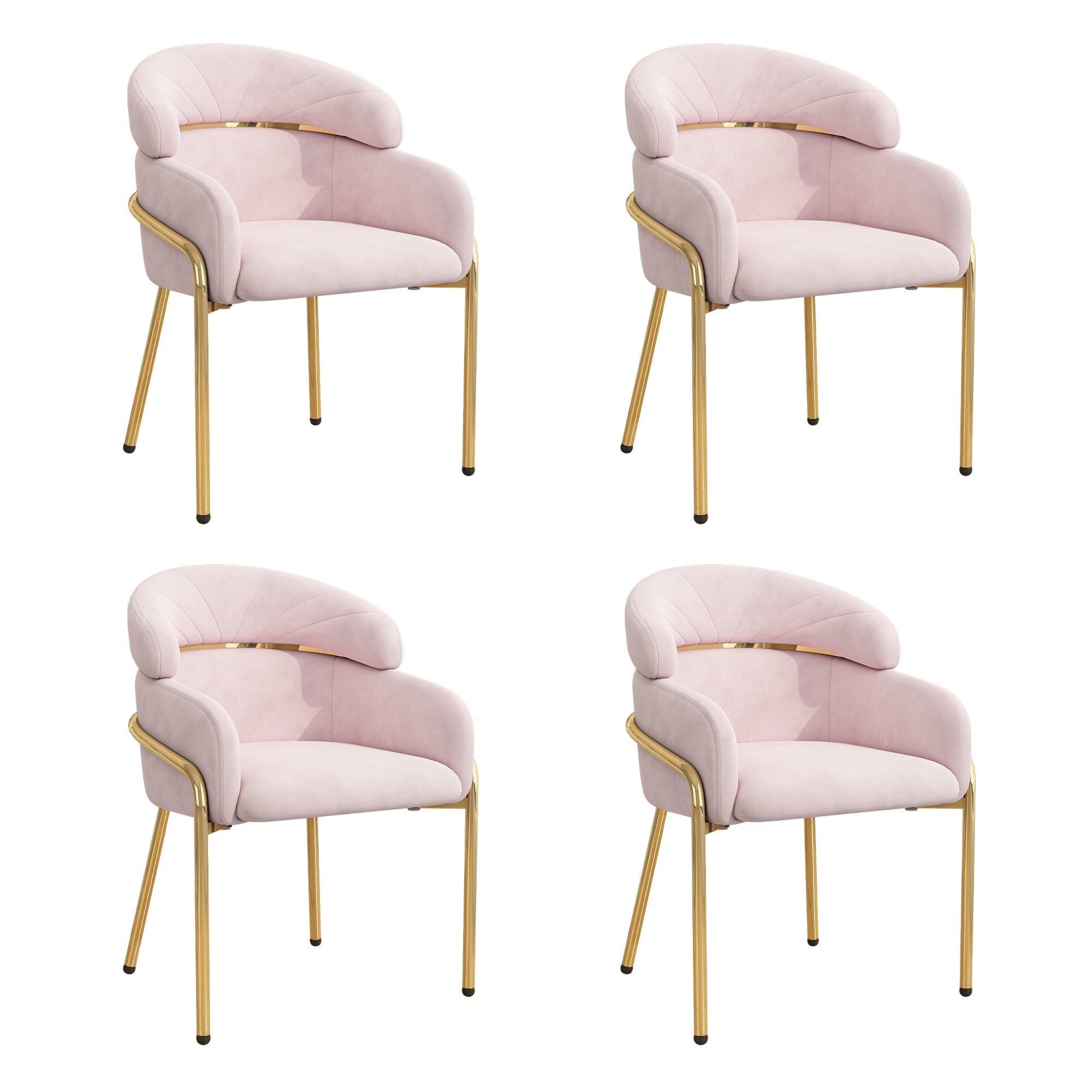 Dining Chair Light Luxury Leisure Metal Legs Velvet Pink