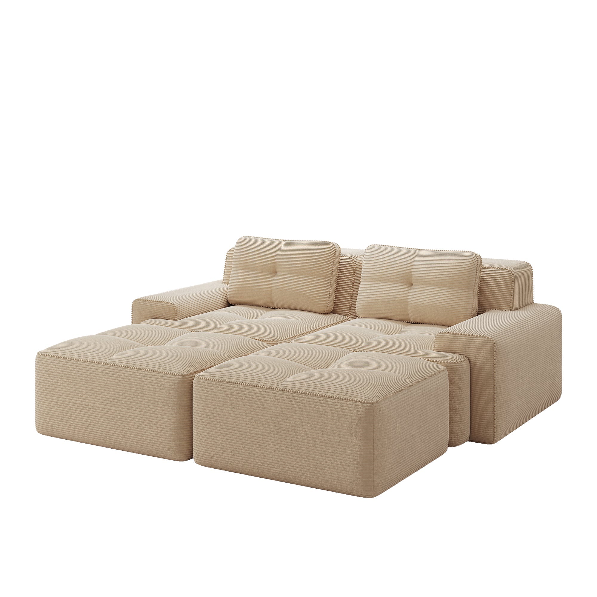 Cloud Modular Sofa U-Shaped Ottoman 2-Seater - Corduroy Beige