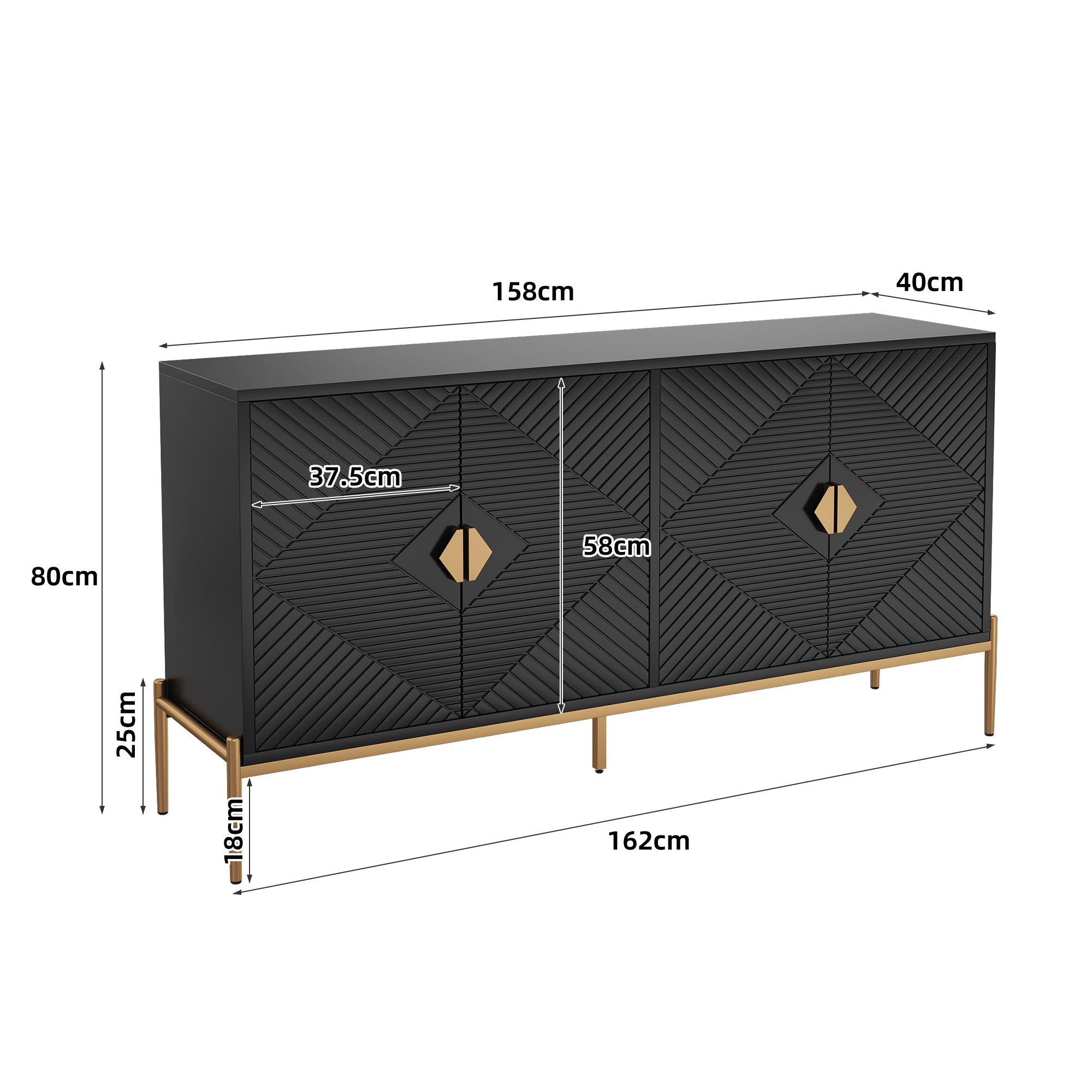 Modern Sideboard Cabinet Storage Chest of Drawers 162x40x80cm