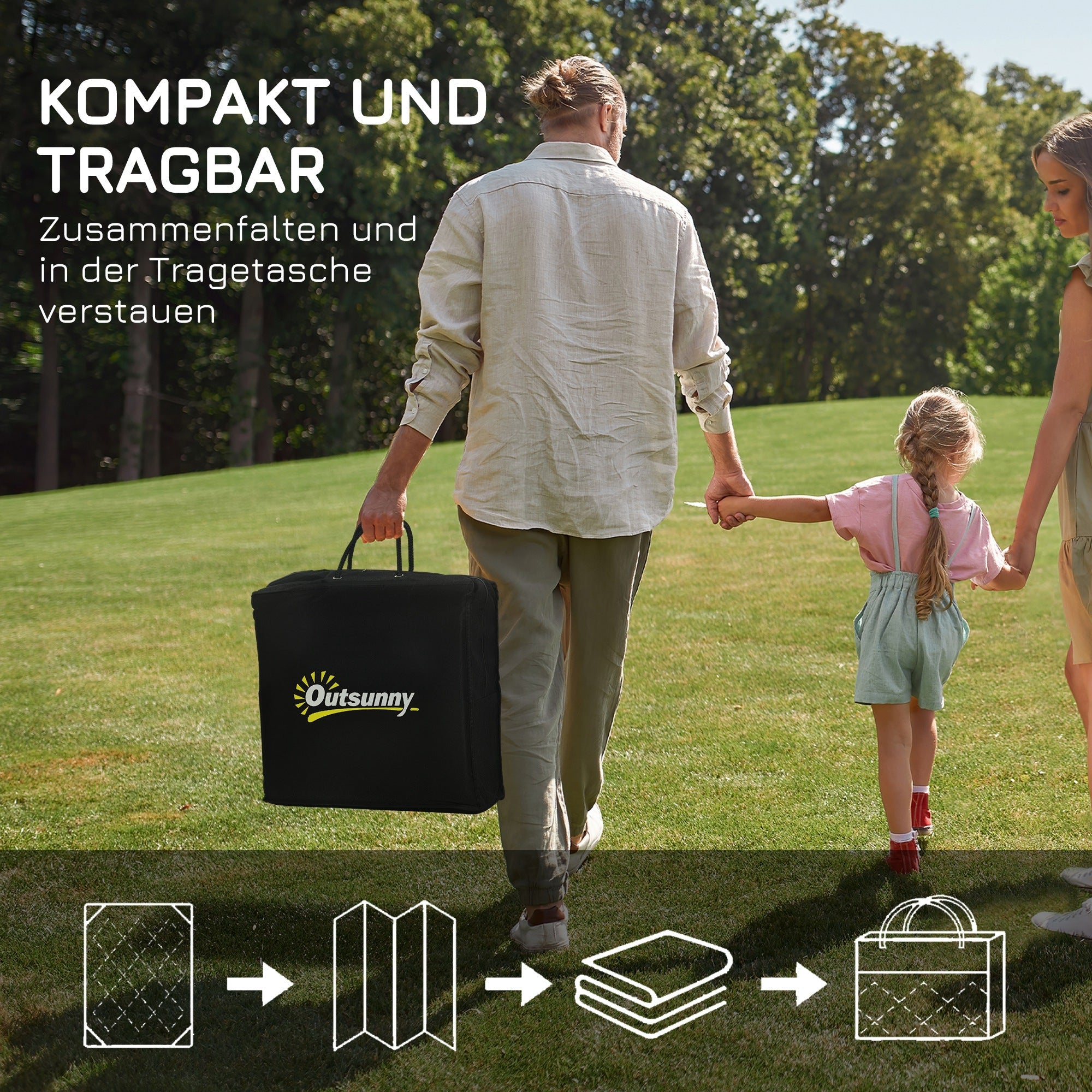 Outdoor Rug, Water-Repellent, with Carrying Bag, Plastic Blue-White