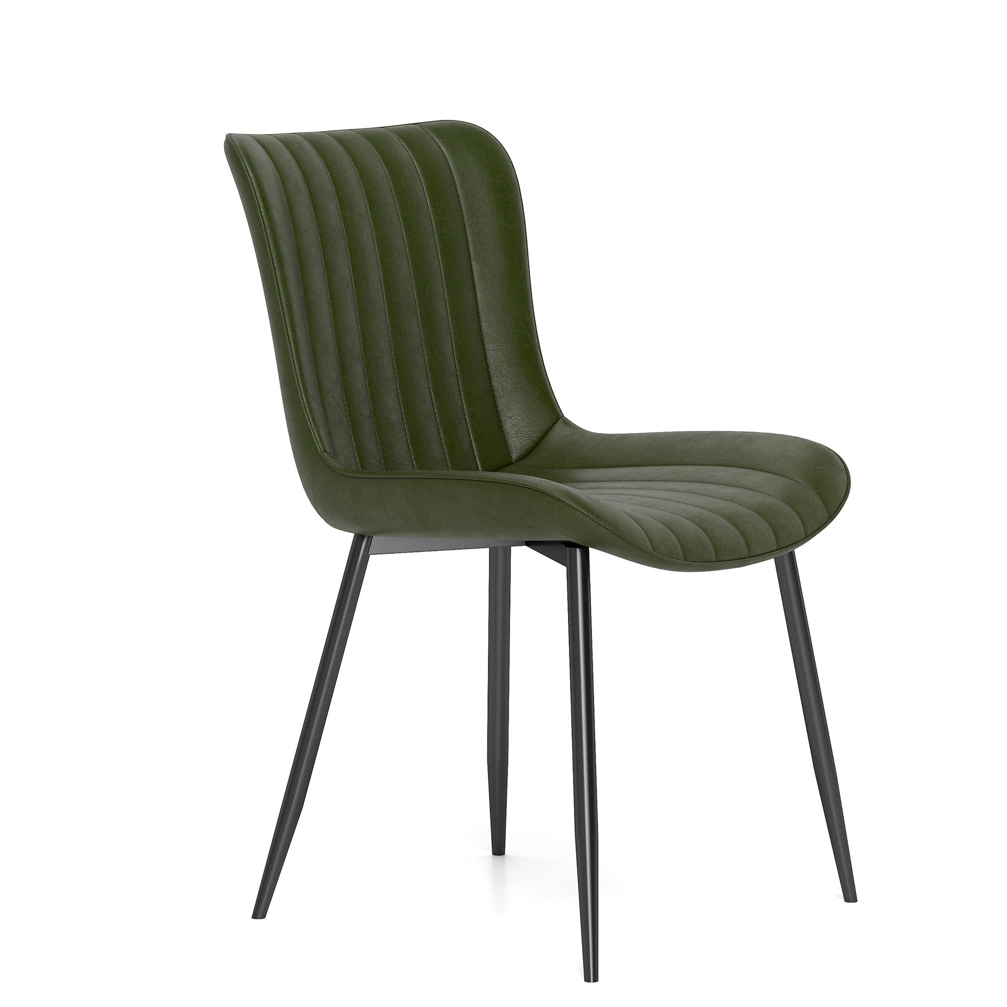 Dining Chairs Set of 4 Modern Faux Leather Armchairs - Green PU