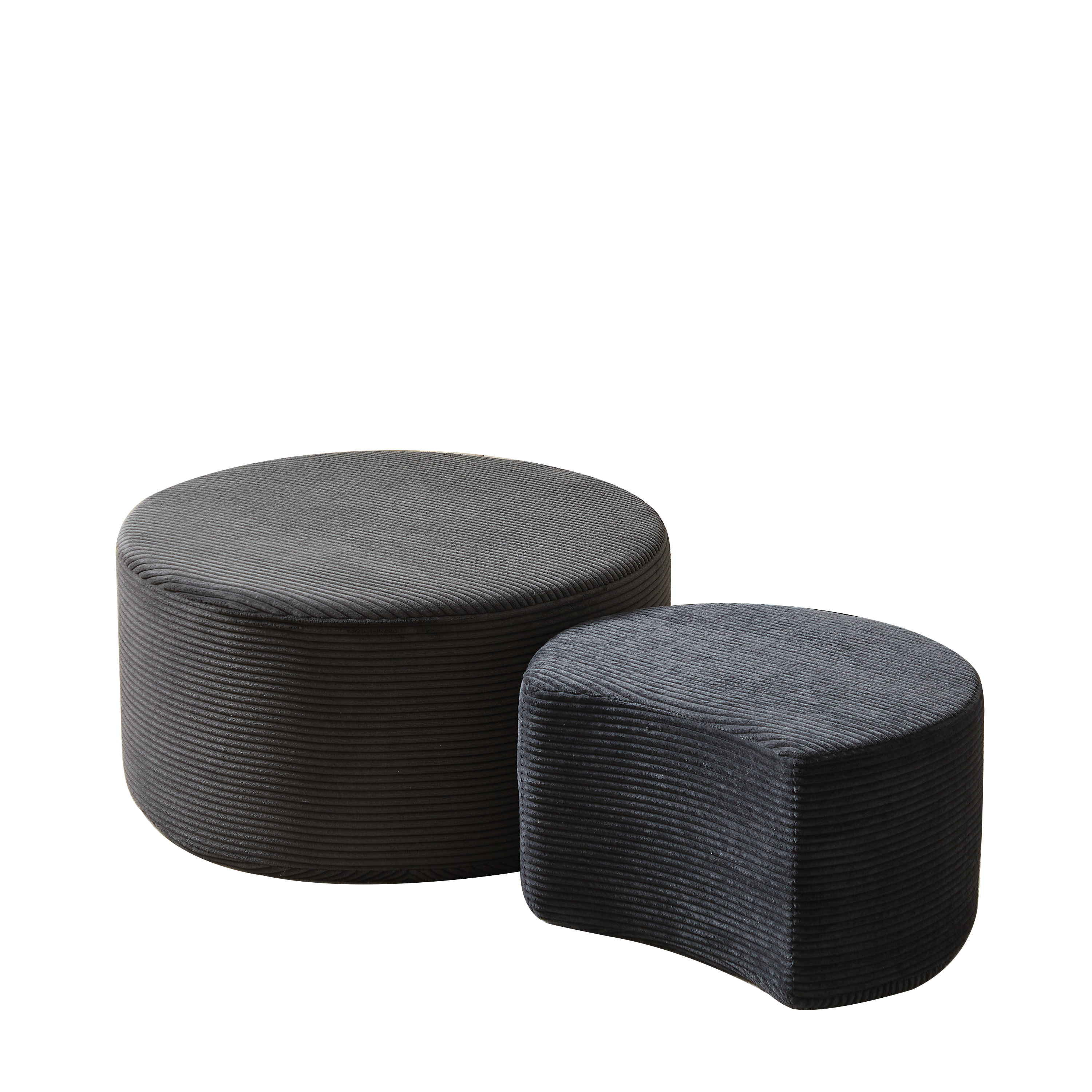 Coffee Table Set, 2-Piece Upholstered Round Foam