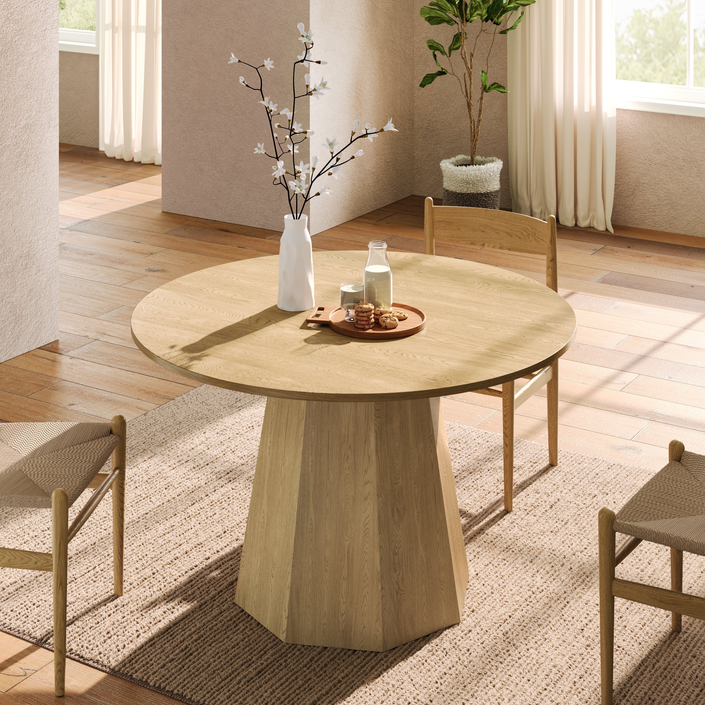 Round Dining Table 120x120cm 4-6 Seater Classic Scandinavian Style Oak