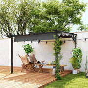 Patio Roof Pergola, Wall Mounted Adjustable 3x3m, Aluminum Dark Grey
