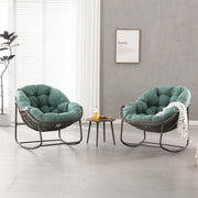 Outdoor Rocking Chair, Patio Oversized Wicker Egg, Light Green