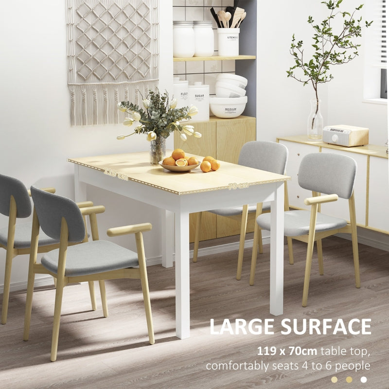 Dining Table 4-6 Seater Modern Wood Effect Thick Legs, Oak