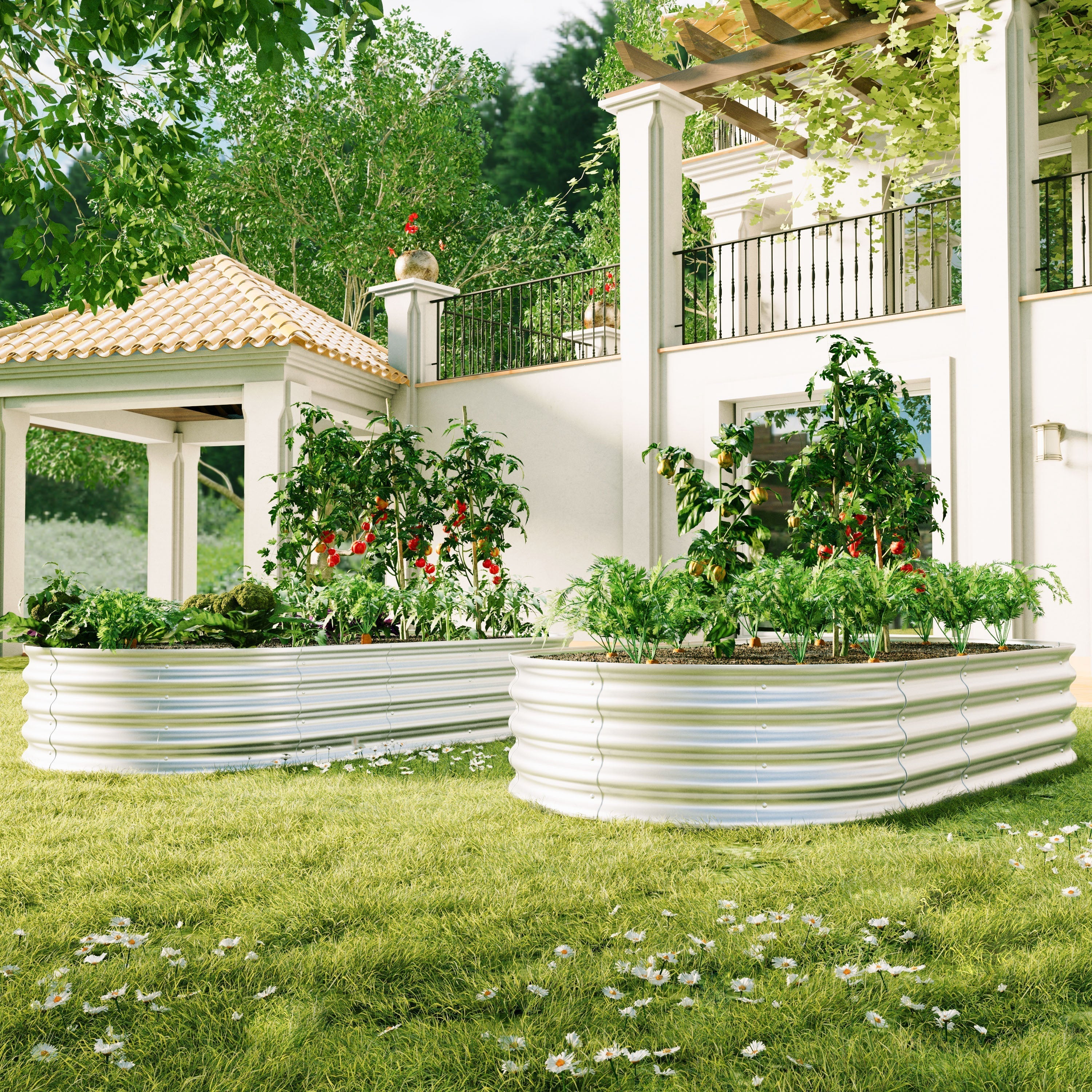Raised Bed Metal Galvanized Planter Elevated Garden Kit, Rust Resistant, Easy Assembly, 6x3x1ft, Metal