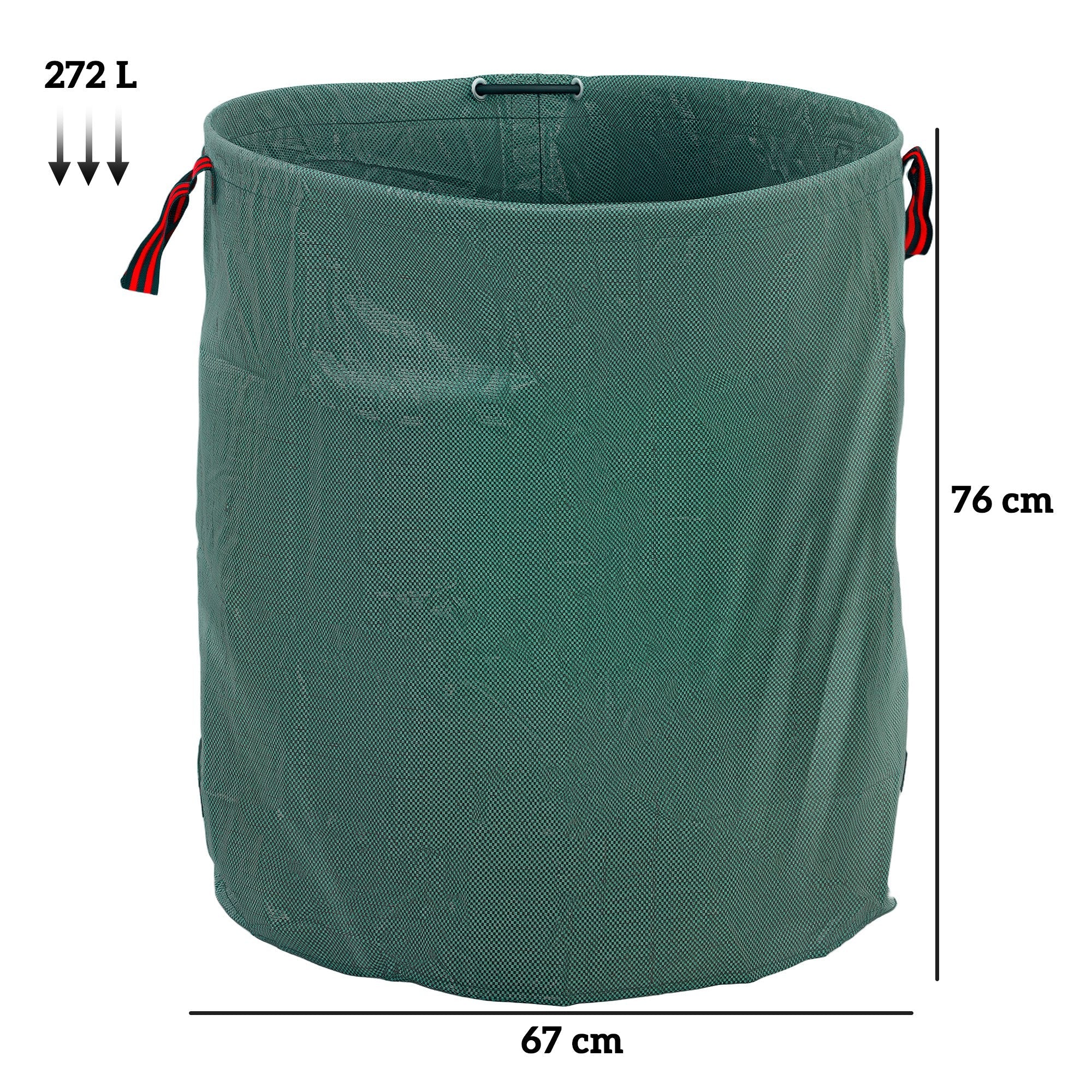 Garden Waste Bags, 272L x 3 Heavy Duty Foldable Reusable with Handles, Green