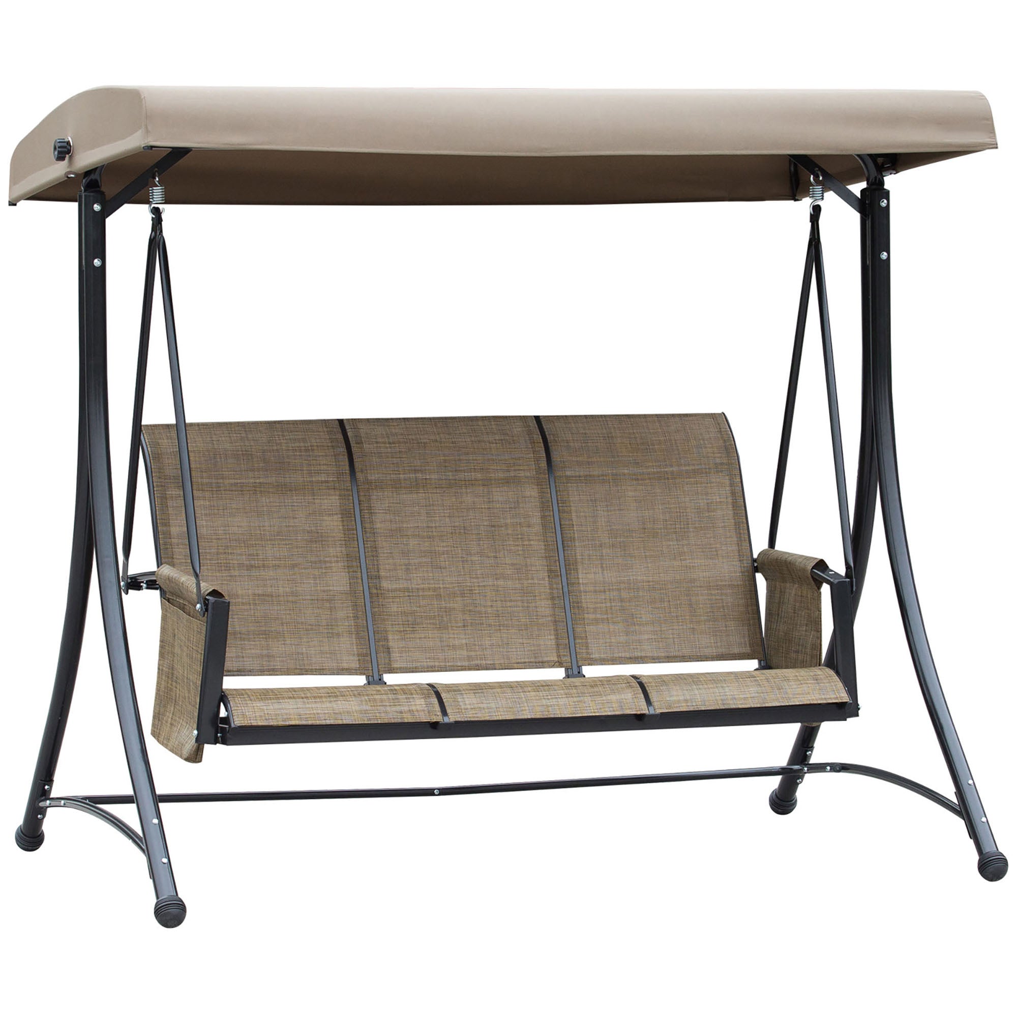 Hollywood Swing 3-Seater Adjustable Sunshade 300kg Capacity, Brown