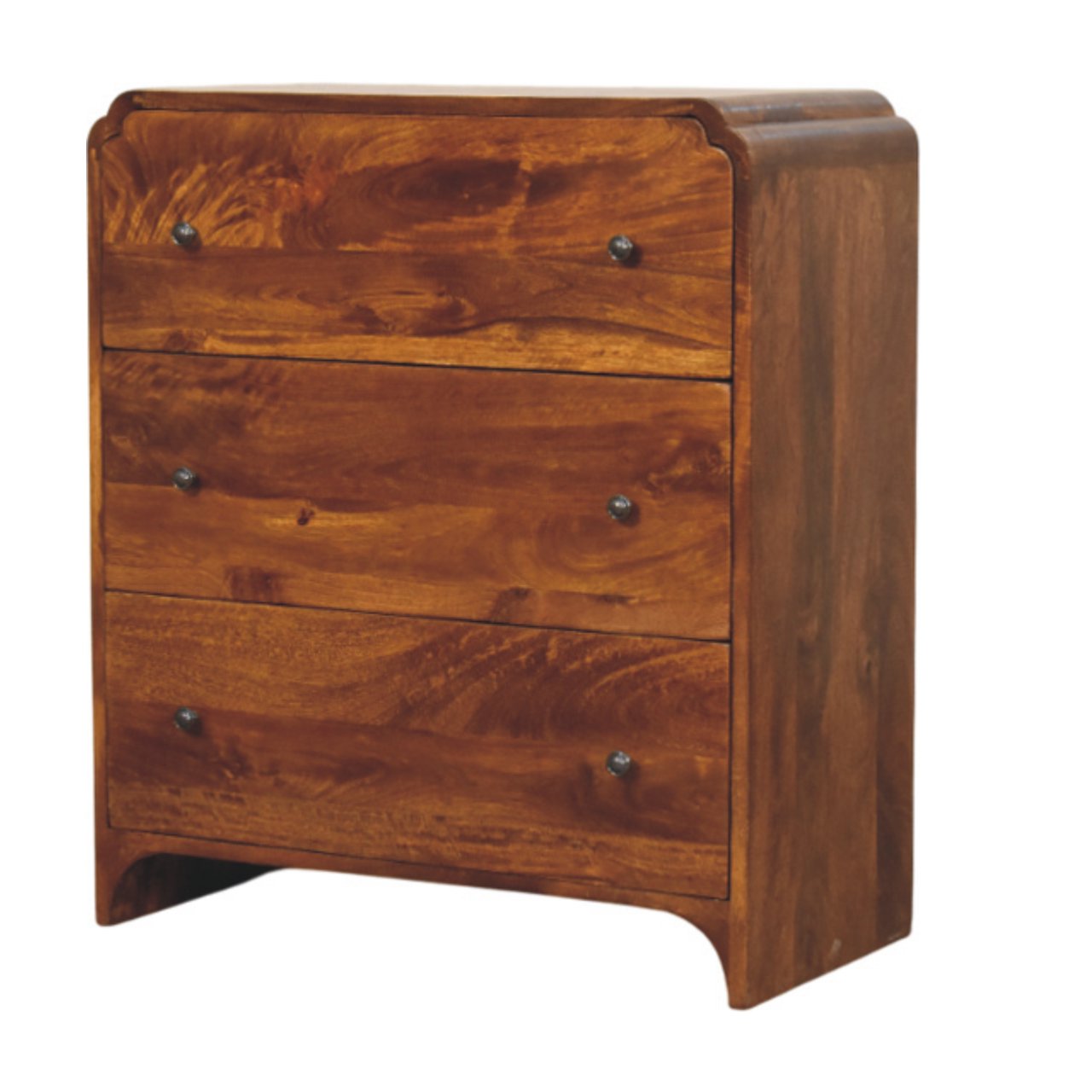 Newton Chestnut 3 Drawer Chest, Solid Wood Dark Brown
