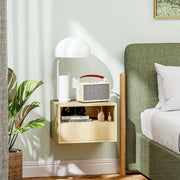 Hanging Bedside Tables, Floating Nightstand with Drawer, Natural Wood