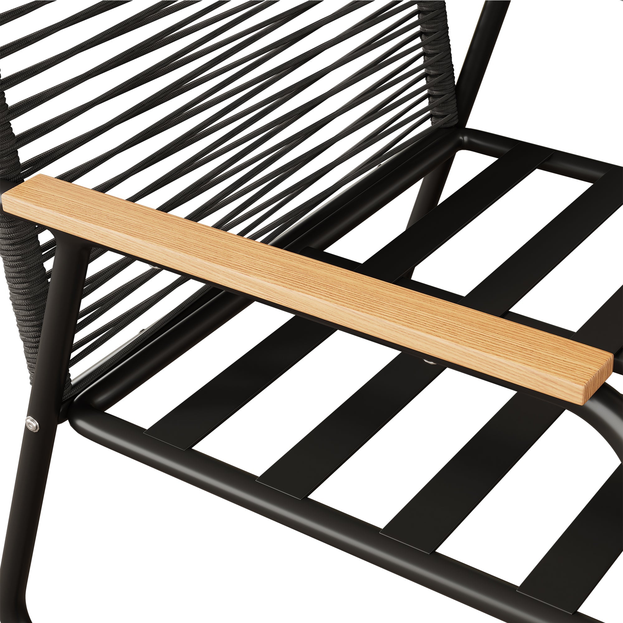 Garden Lounge Set Sofa & Table for 4 Galvanized Iron Tempered Glass - Black