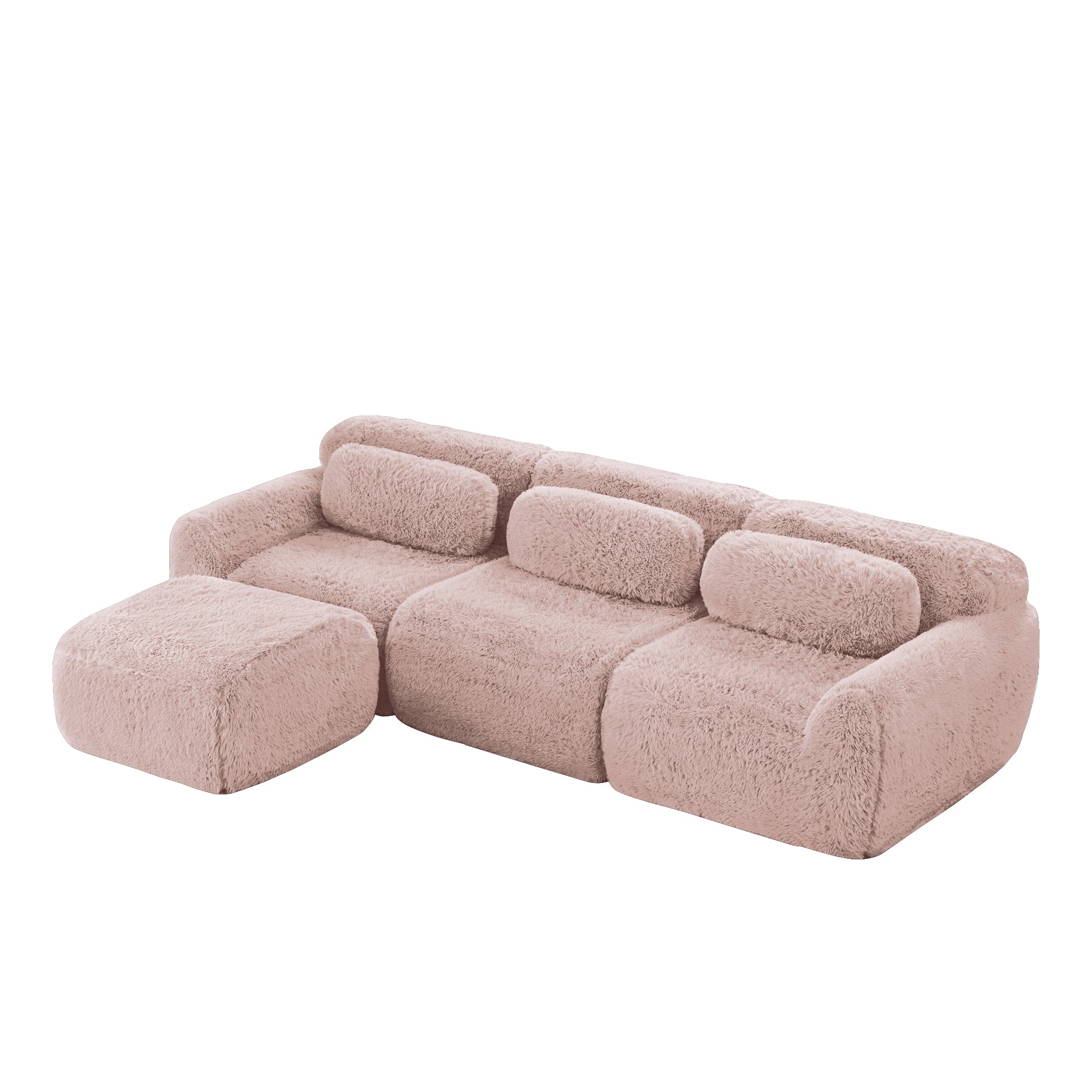 L-shaped Modular Sofa - Frameless Deep Plush - Pink