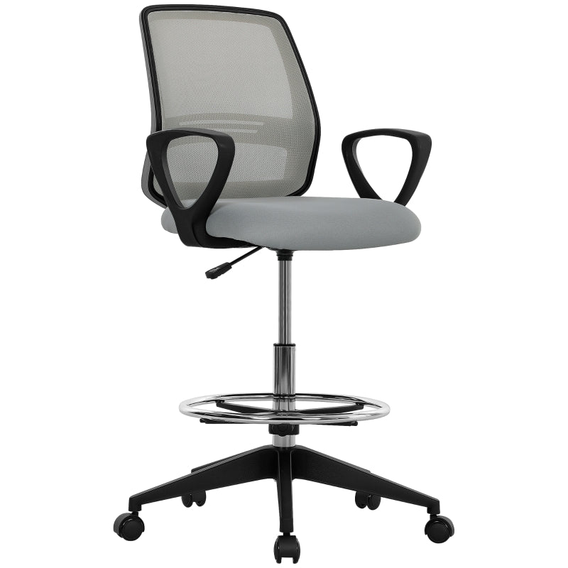 Draughtsman Office Chair with Footrest, Light Grey