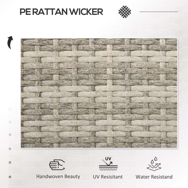 Two-Seat Chair with Middle Table Rattan Light Grey