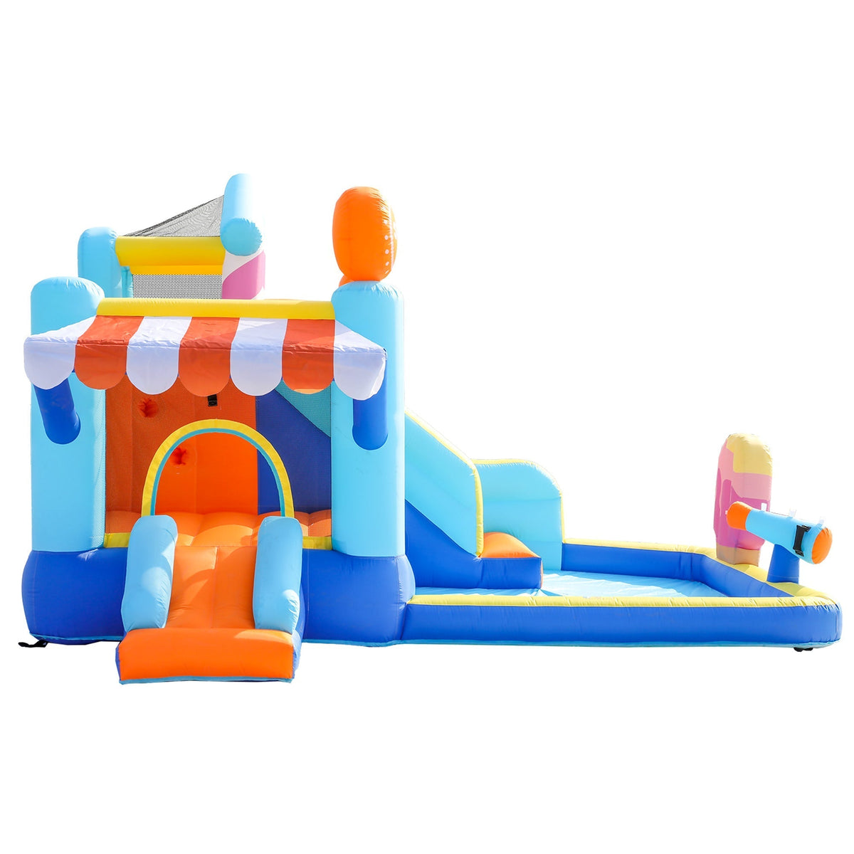 Children's Bouncy Castle Multifunctional Outdoor Water Park + Trampoline, Slide, 450W Blower