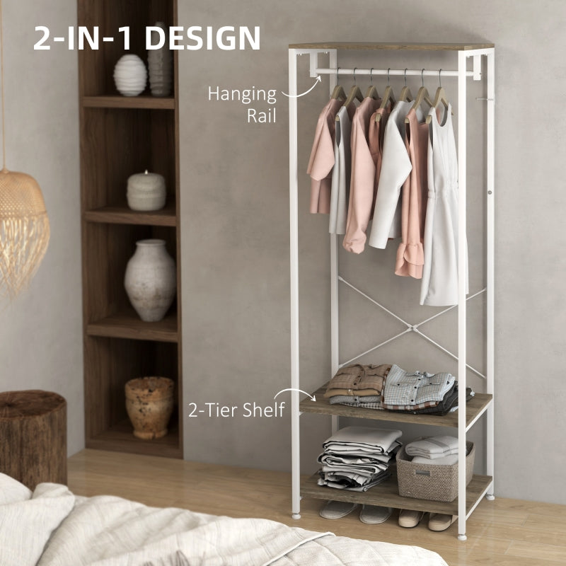 Hallway Coat Rack and Shoe Bench Tree, 2-in-1 Entryway Storage, Grey