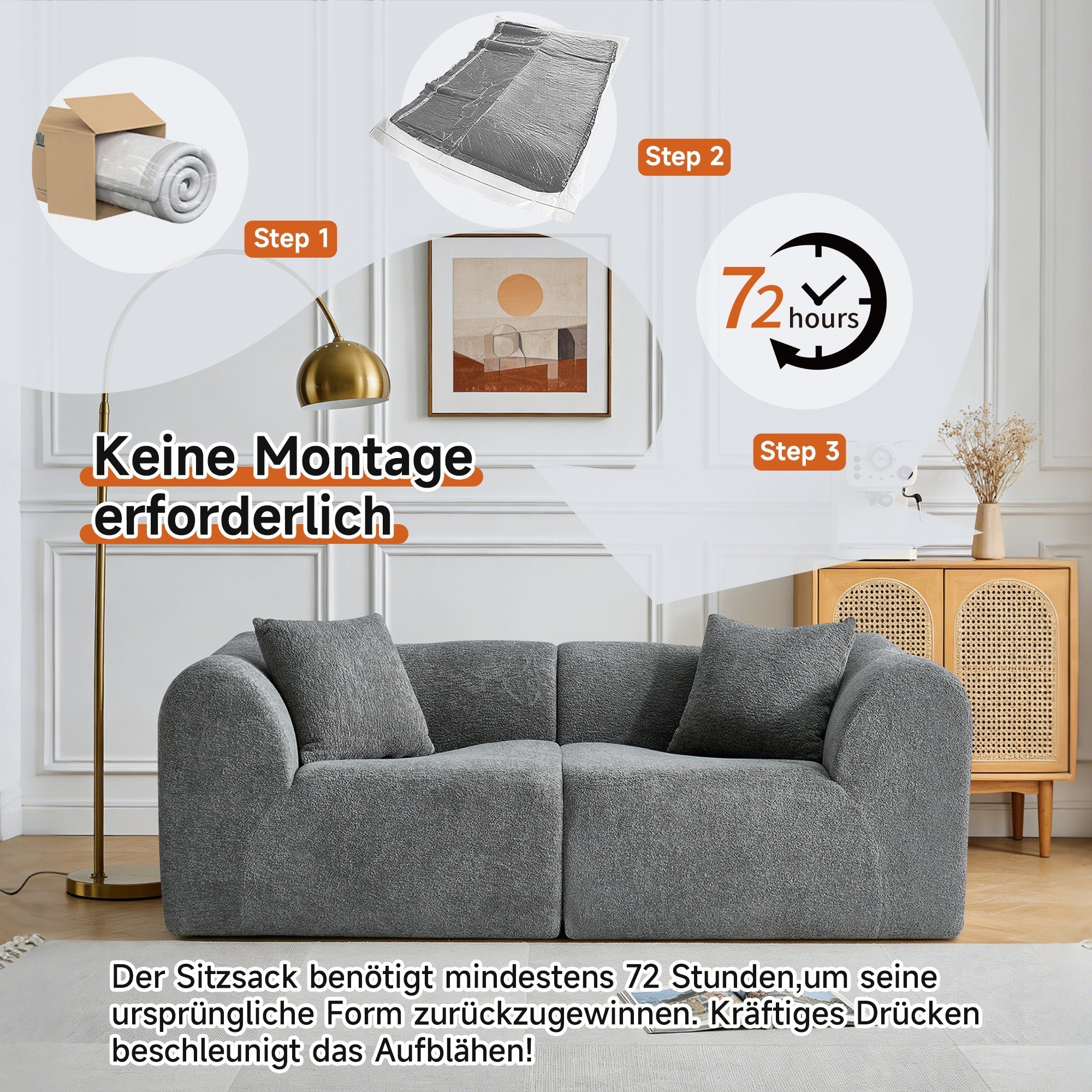 Modern Loveseat 2-Seater Space-Saving with Cushions - Velvet