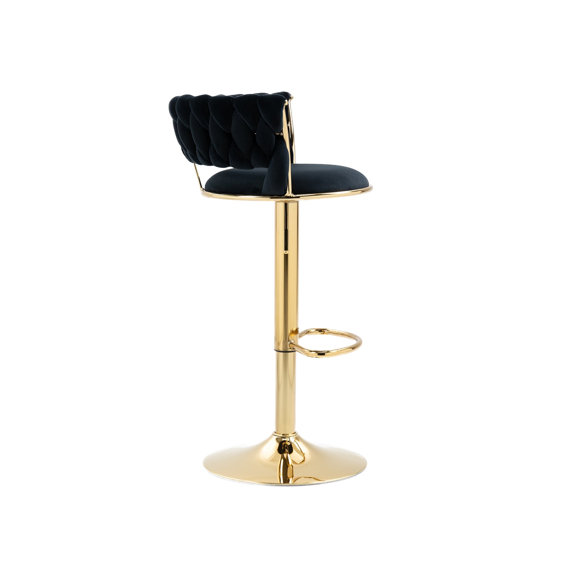 Velvet Swivel Bar Stool Set, Adjustable Height with Handcrafted Backrest