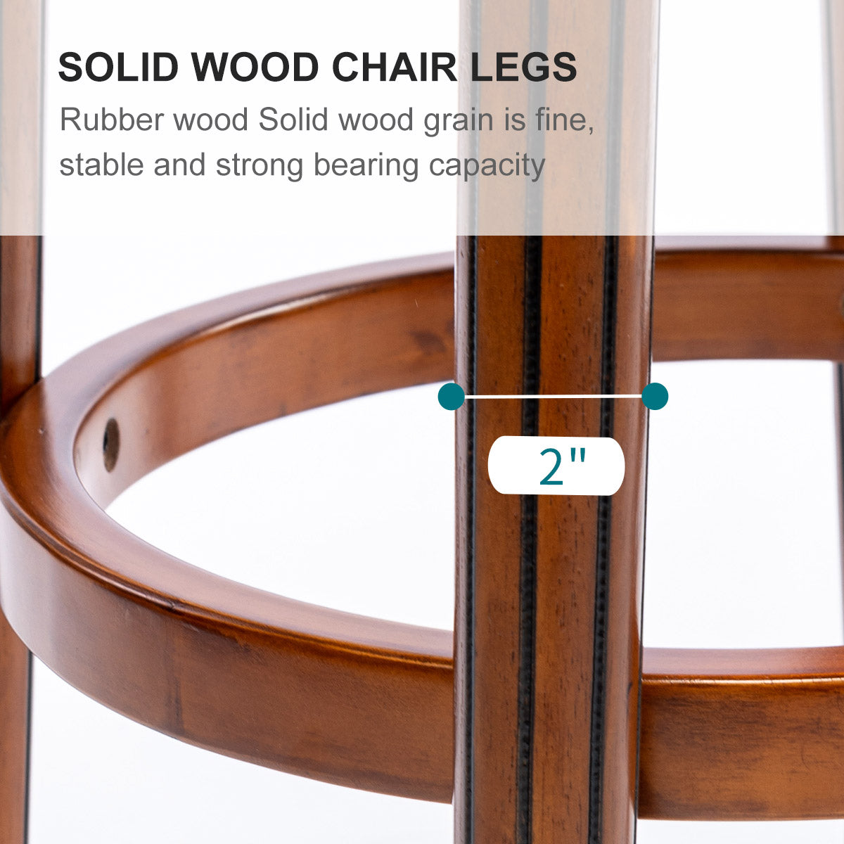 Bar Stools 360° Swivel with Backs Counter Height - Cow Top Leather Wooden
