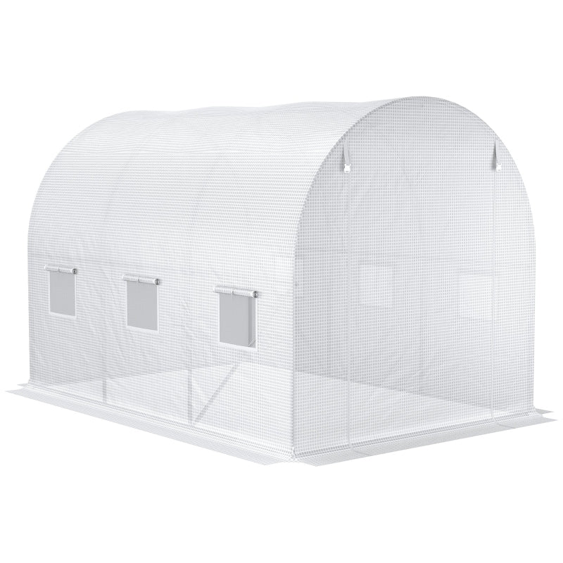 3 x 2 x 2m Polytunnel Greenhouse Replacement Cover, Roll-up Windows Door, White PE