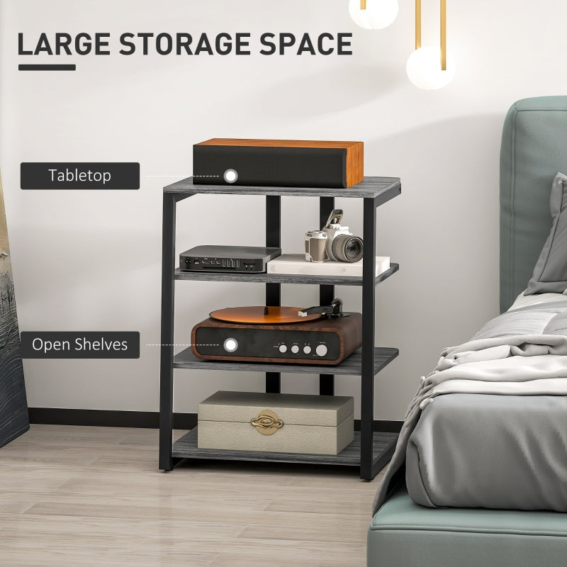 HiFi Stand, Four Storage Shelves - Dark Grey