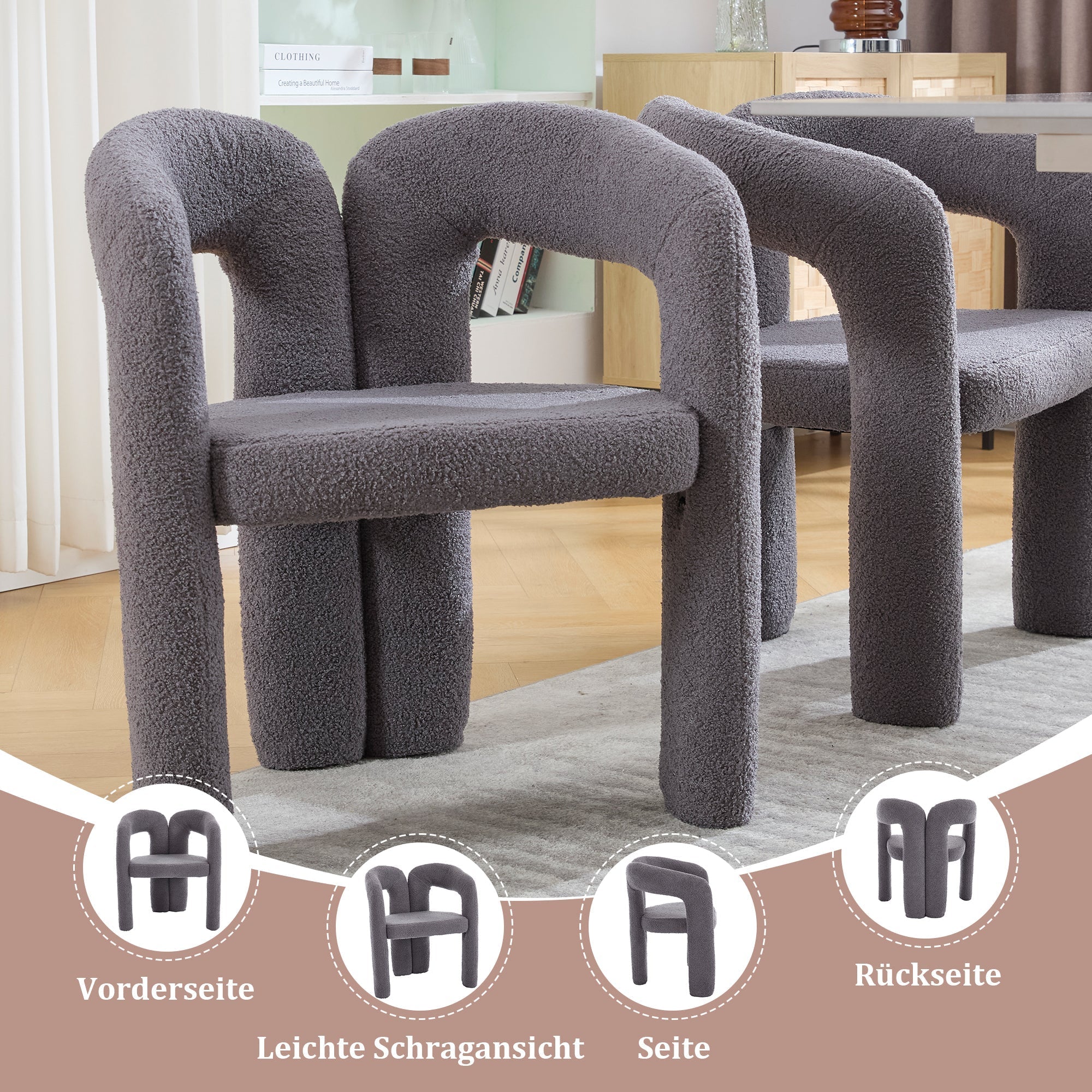 Ergonomic Armchair, Teddy Pile, Unique Design, Back Support, Convertible