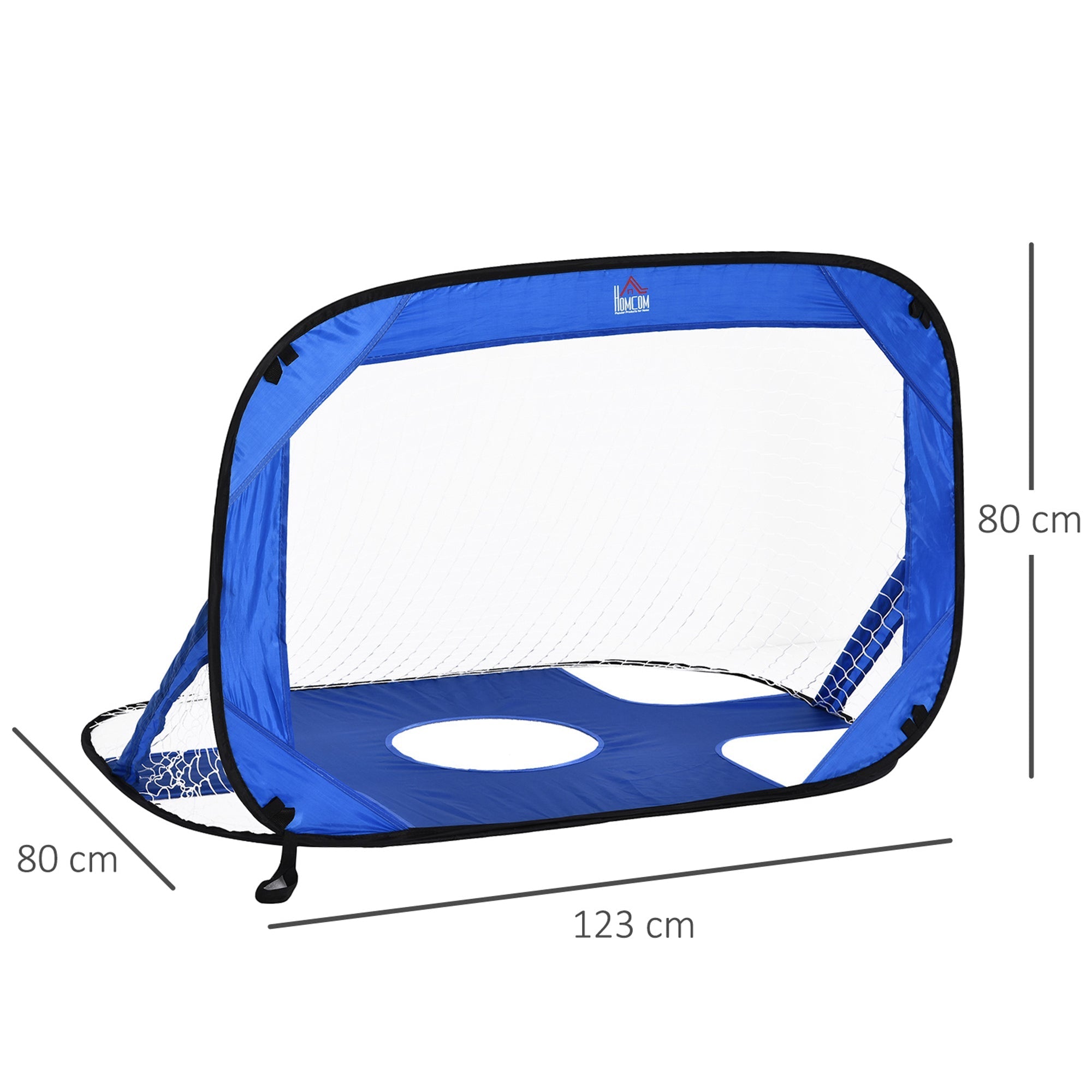 Pop-up football goals, set of 2 portable foldable mini goals with carrying bag, blue