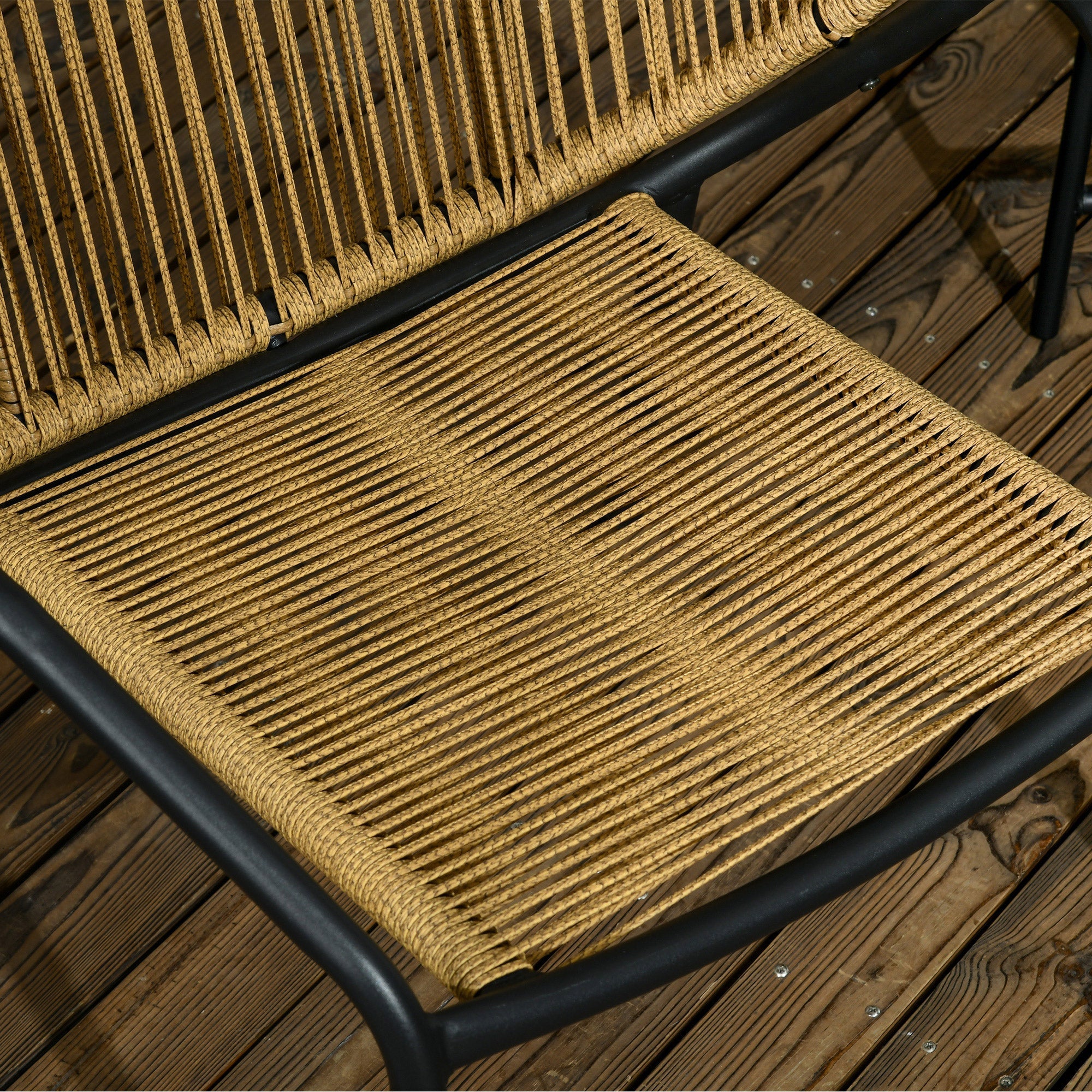 3-piece Rattan Garden Furniture Set with 2 Chairs & Side Table, Steel, Green