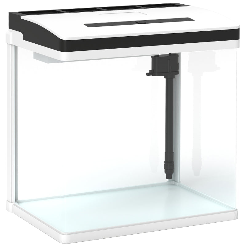 13L Glass Aquarium Fish Tank with Filter and LED Lighting, Glass
