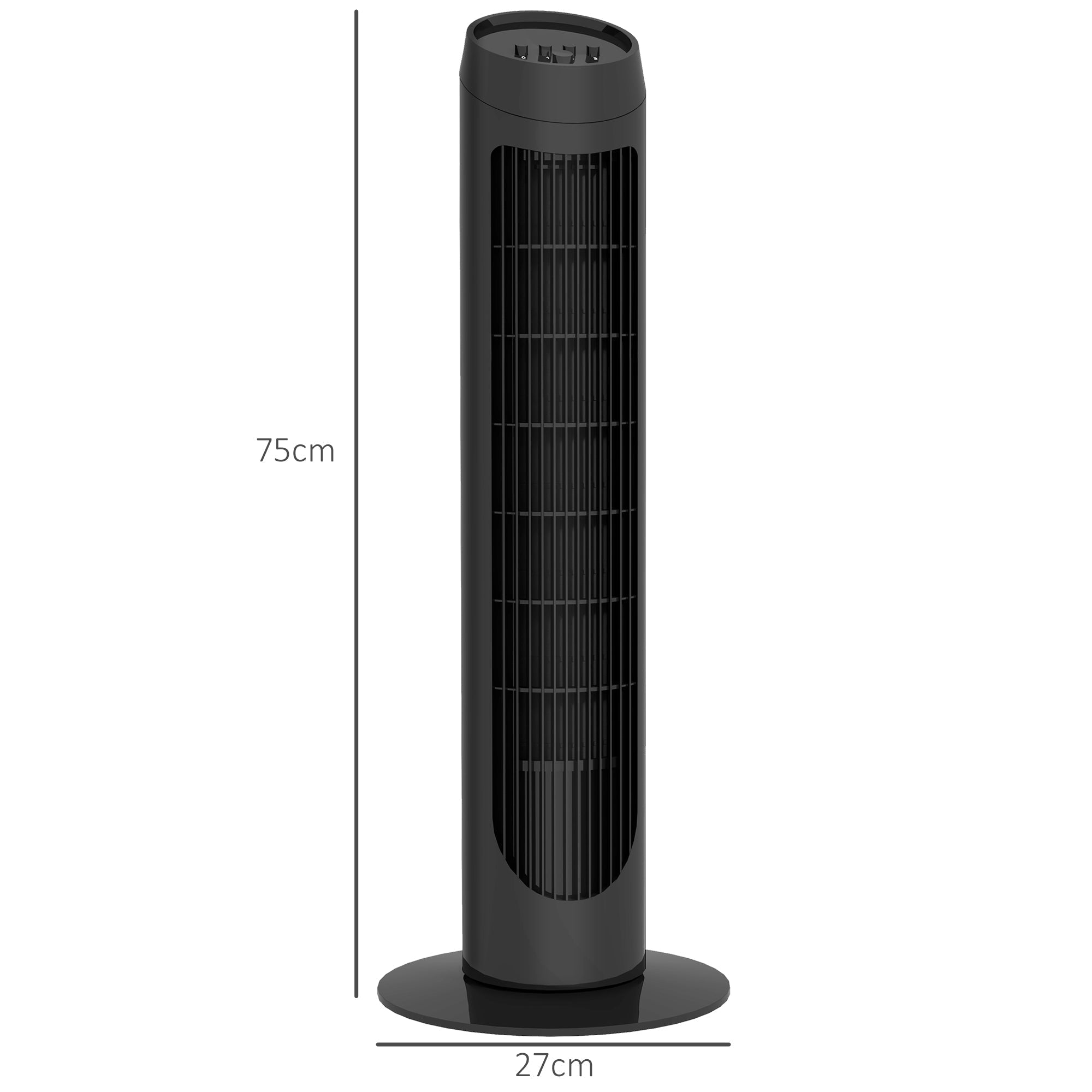 Tower Fan, 45W Quiet 3-Speed 70° Oscillation, ABS Black