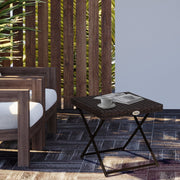 Garden Table Side Table, Foldable 40x40x40 cm, Polyrattan Metal Brown