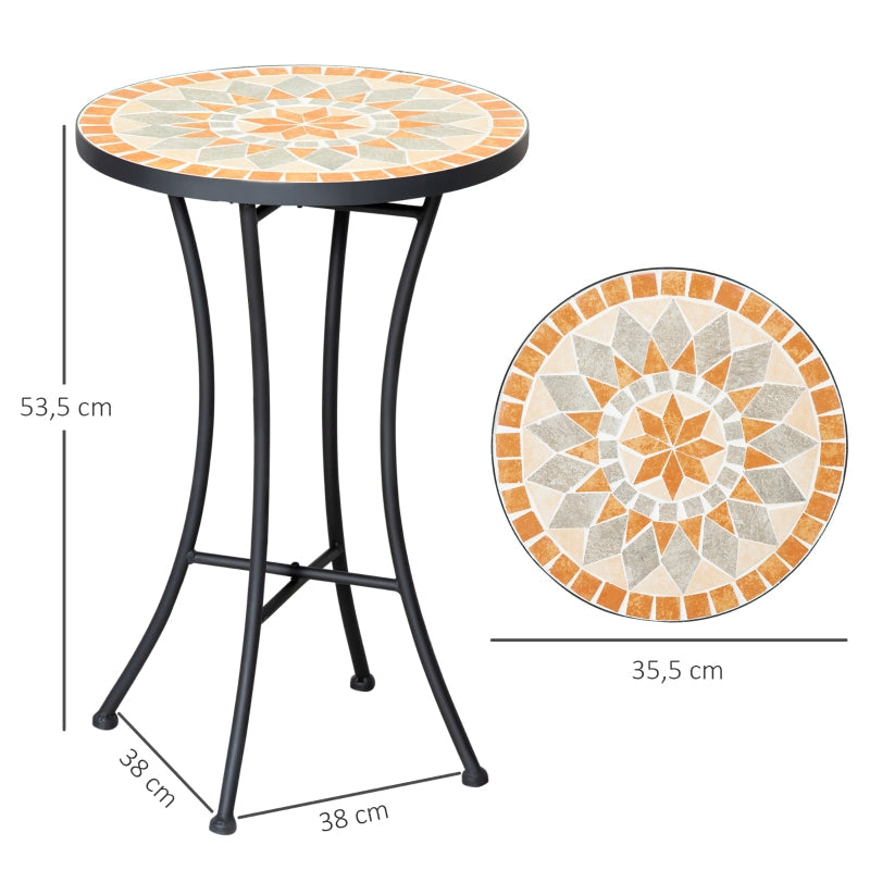 Side Table/Flower Stool Round Ø35.5cm Weatherproof, Yellow and Grey