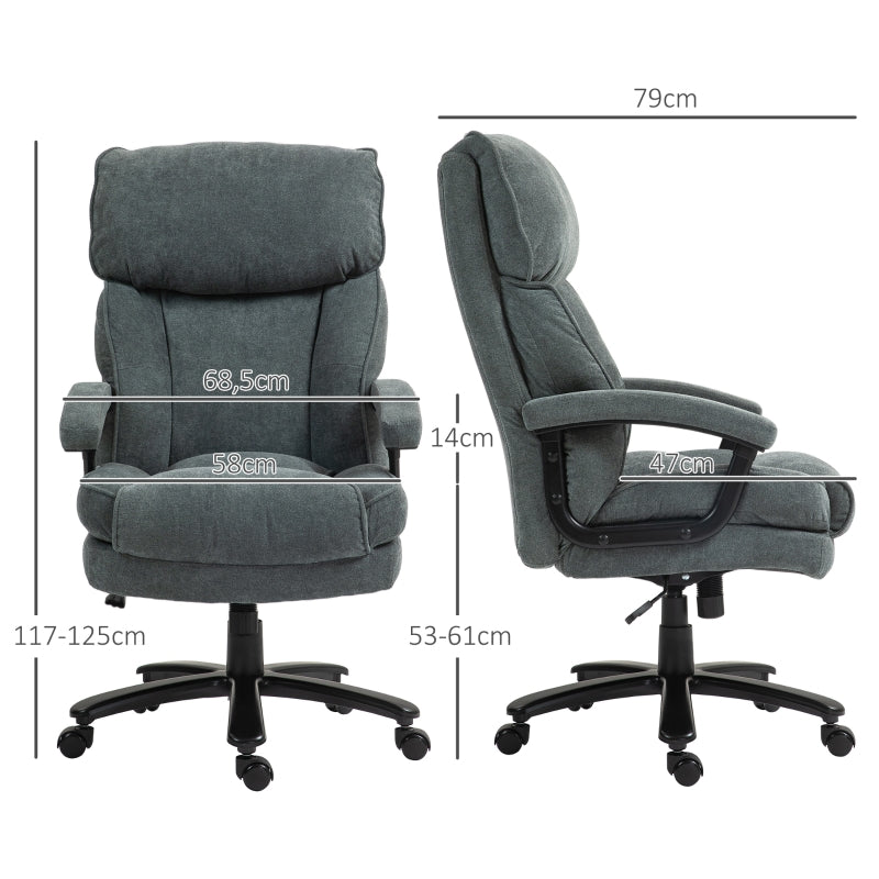 Großer Bürostuhl für große Personen, 200 kg, Robust, Polsterung, Grau