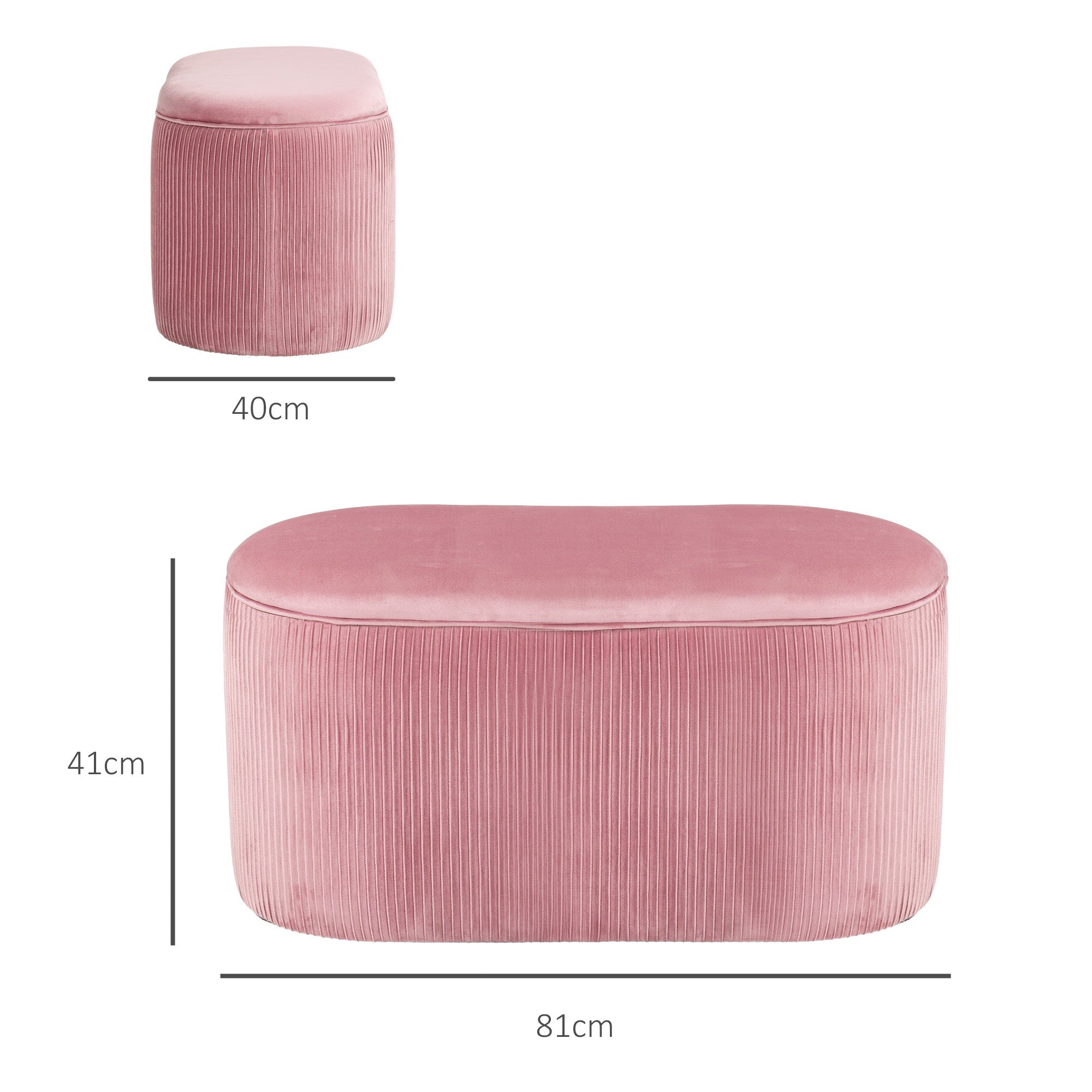 Upholstered Bench with Storage, French Style Velvet Cover, Pink