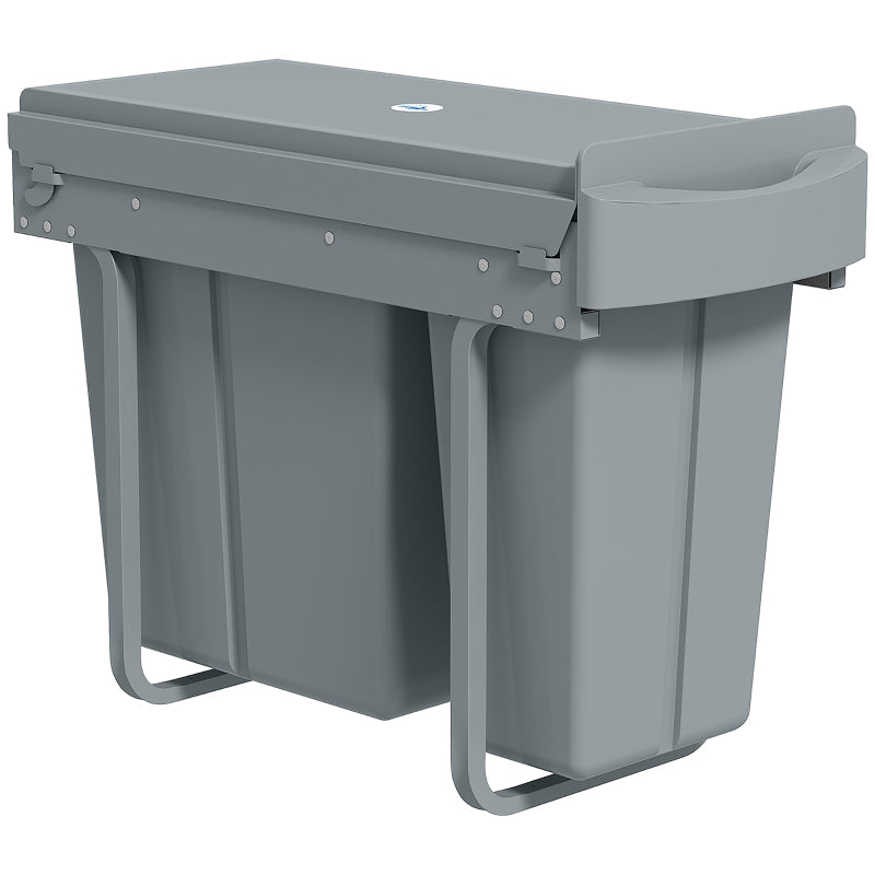 Extendable Waste Bin 30L with 2 Removable Buckets - Grey Metal