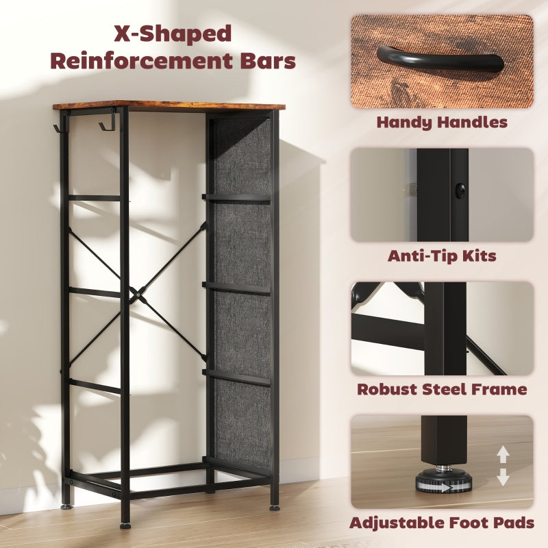 Chest of Drawers, Four Fabric Drawers, Rustic Brown