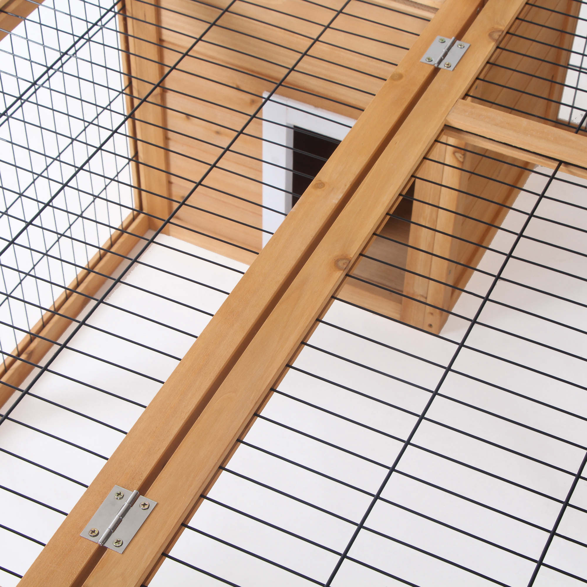 Small Animal Enclosure, Waterproof Roof, Removable Lid, Fir Wood Natural