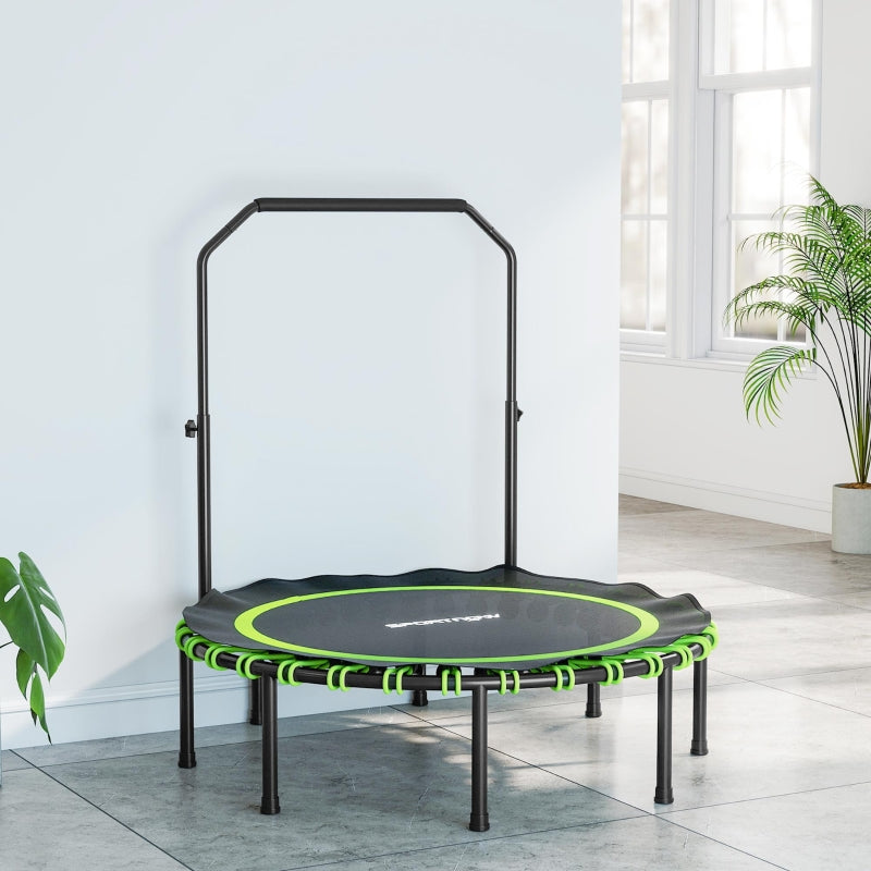 Fitness Trampoline Adjustable Handrail Indoor Outdoor - Green