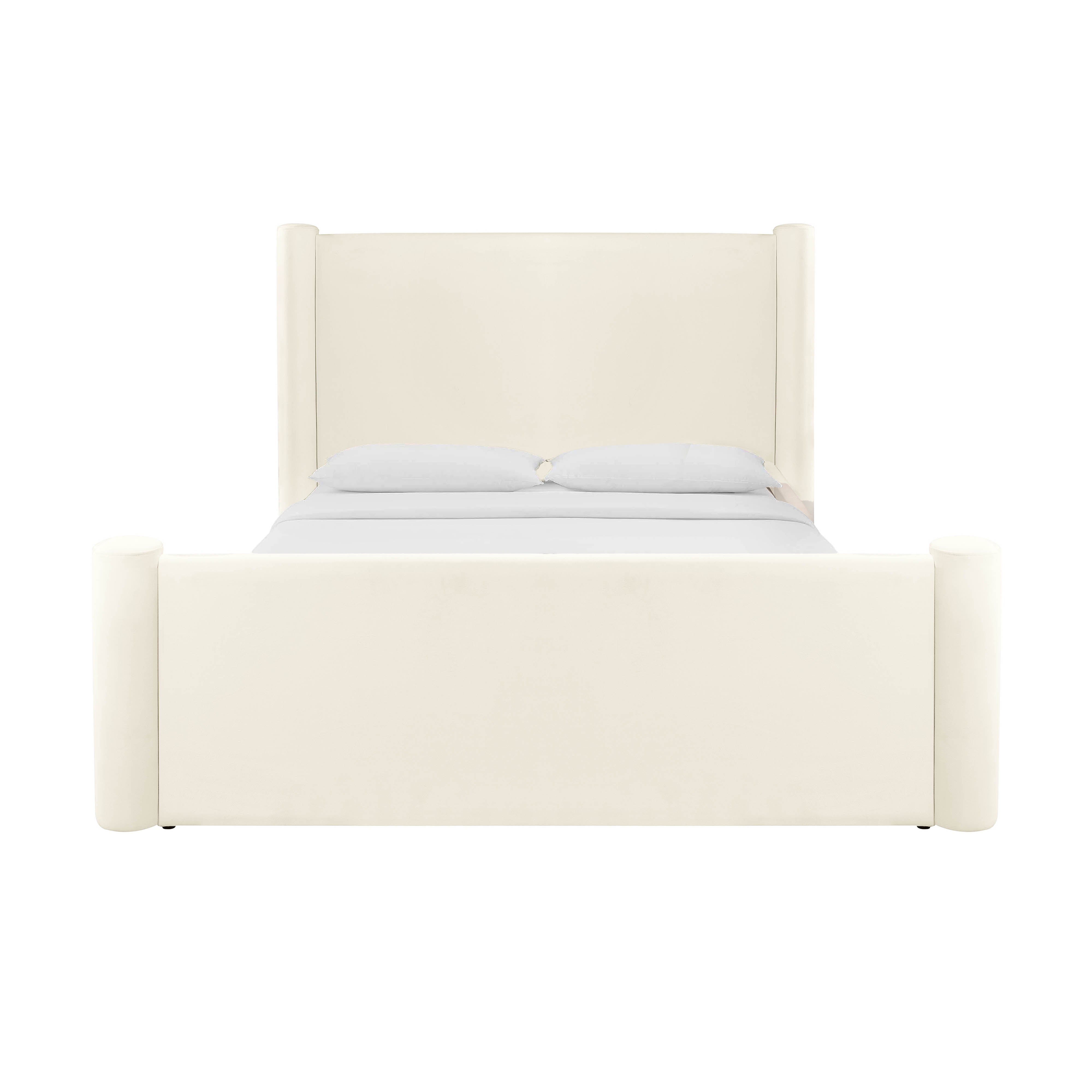 Athara King Bed, Velvet, Cream