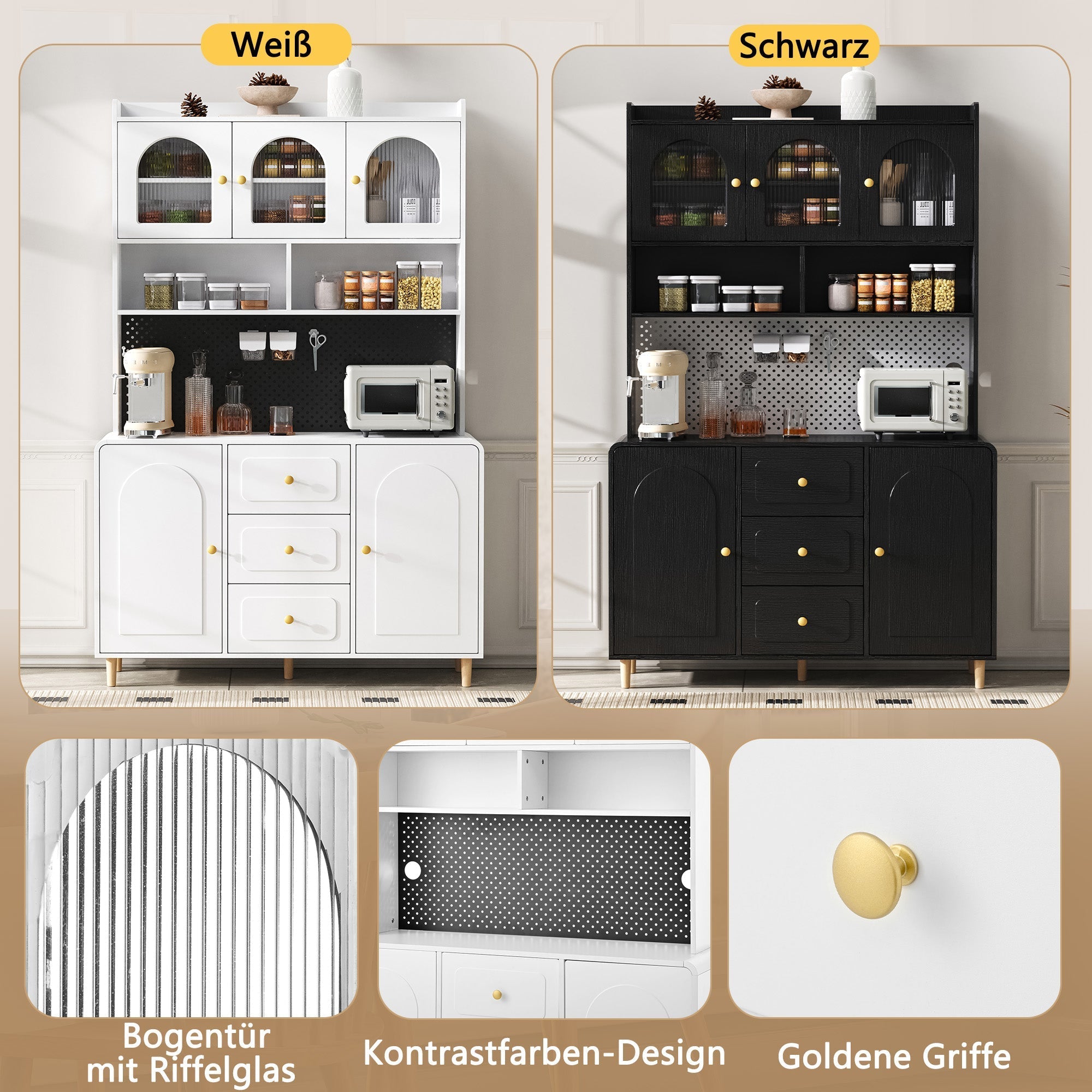 Tall Cabinet Pegboard Bar Storage Drawers White